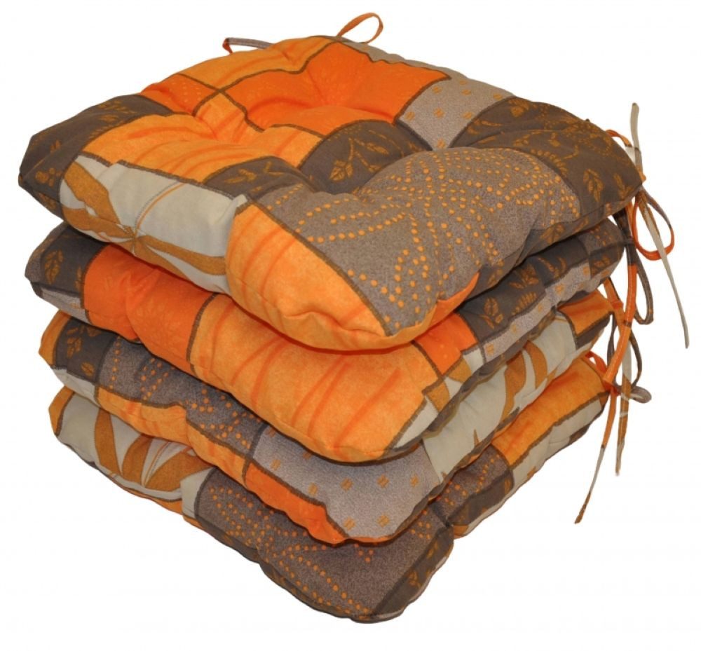 Rattani Sitzkissen 4 x Sitzkissen, Stuhlkissen Lara 36 x 36 cm, 4 er Set Stuhlkissen im Material Uniko