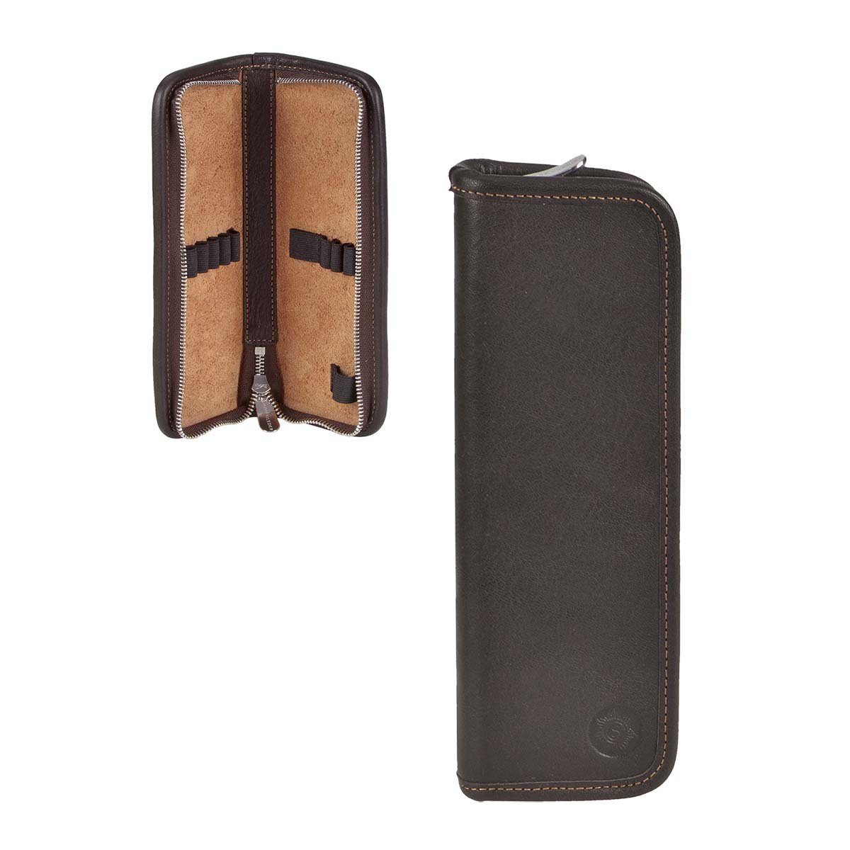 Sonnenleder Schreibgeräteetui Lenz Leder Stiftetui Federtasche Federmäppchen 8 Schlaufen mocca, Stiftetui, Federtasche, süddeutsches Rindleder