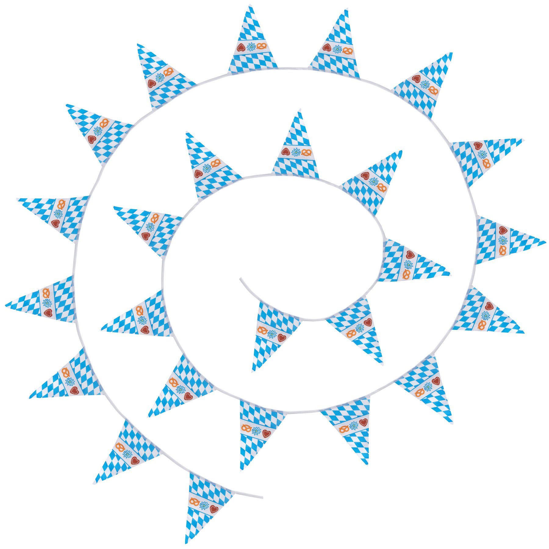 dressforfun Girlande Wimpelkette mit Rautenmuster blau-weiß und | Partydekoration