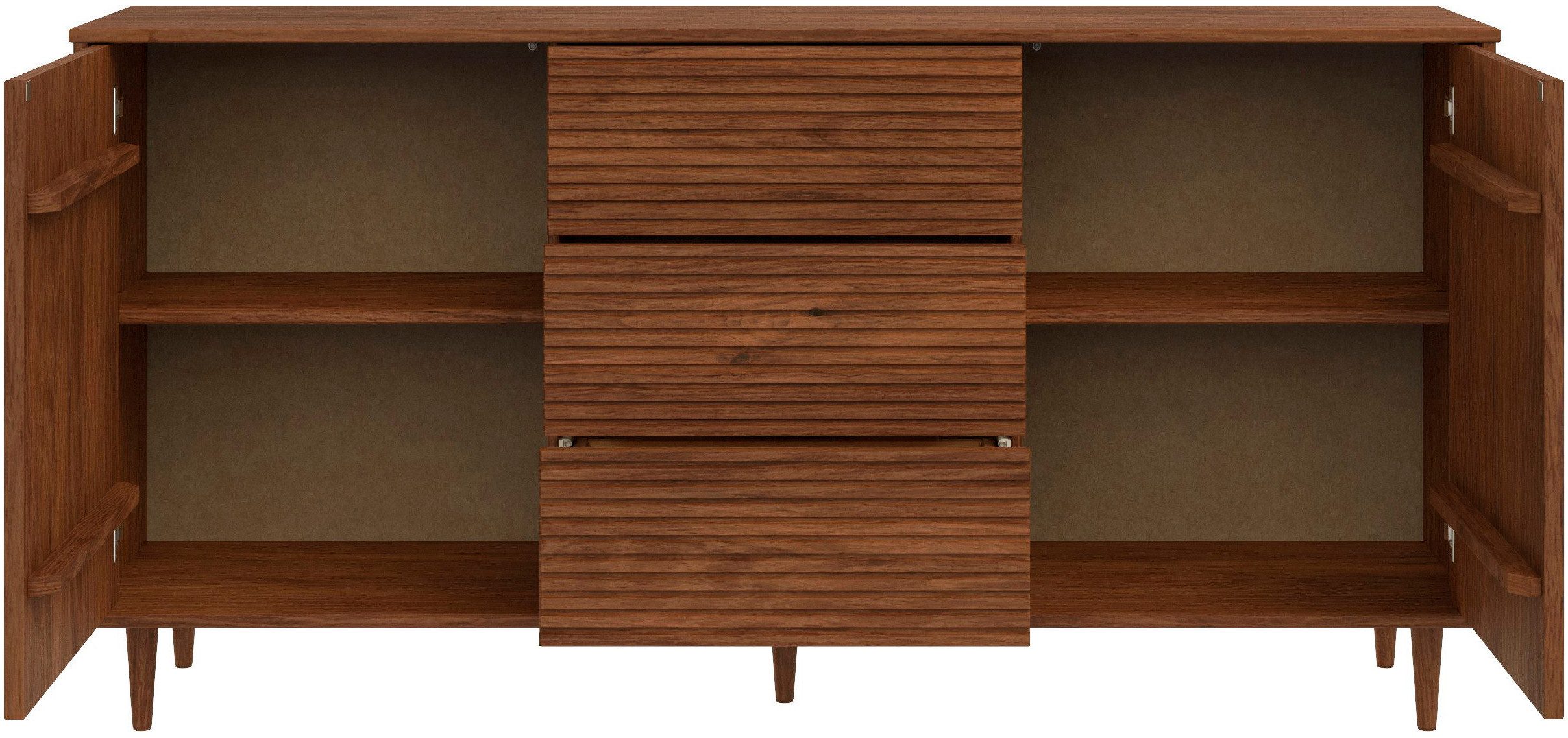 OTTO home Sideboard Malmedy Front mit gefrästen Rillen, Kommode aus massivem Kiefernholz, Push-to-open, Breite 160 cm – Bild 5 von 5