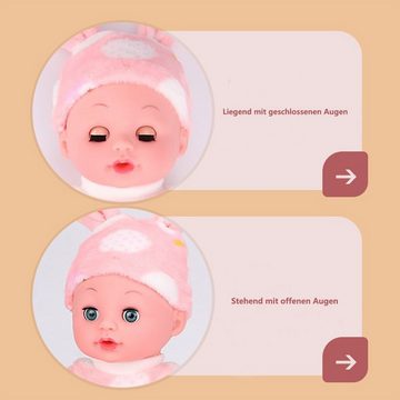 XDeer Babypuppe Puppe Soft Touch mit Soundfunktion Babypuppe Lebensecht, Handgefertigt Babypuppen