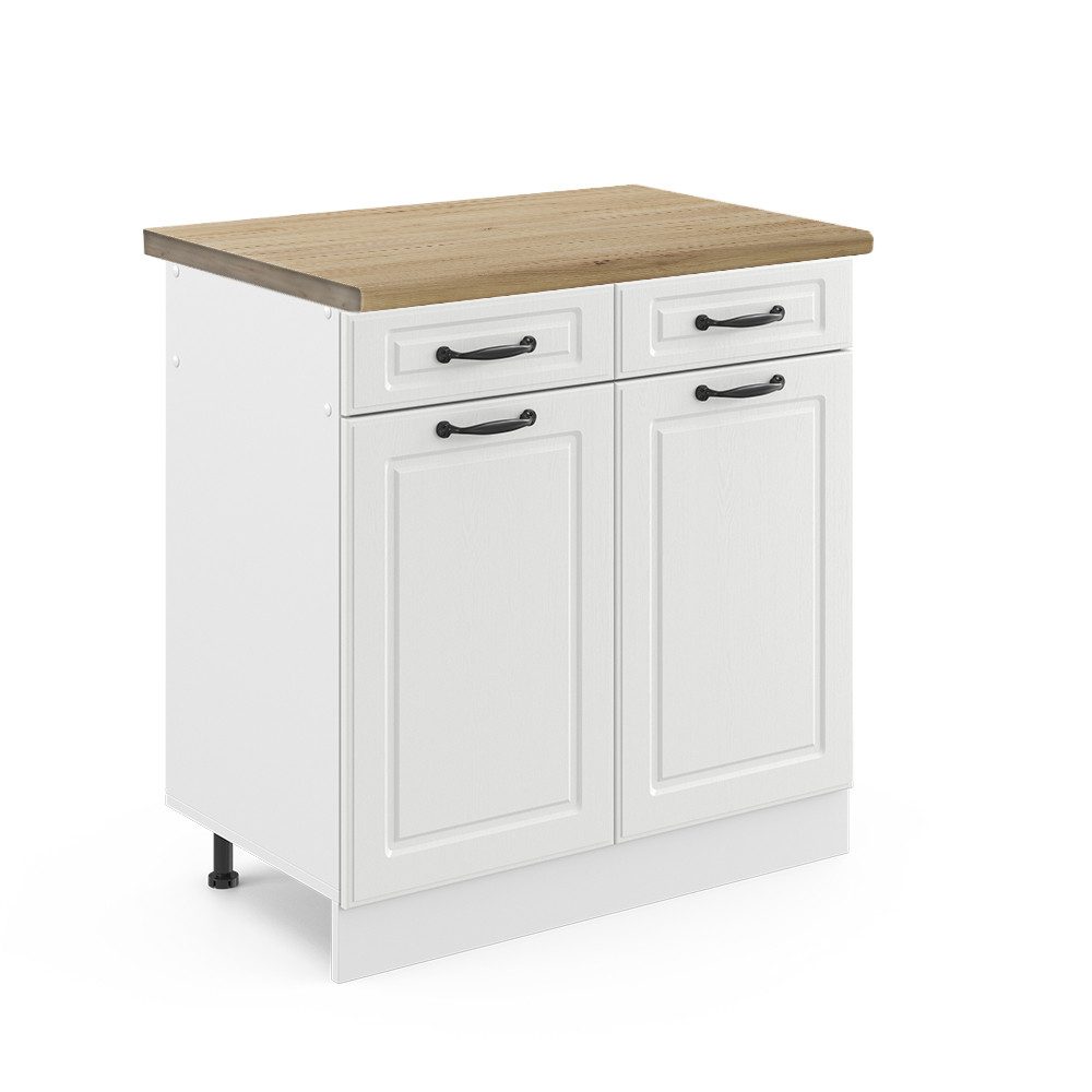 Vicco Küchenunterschrank R-Line Weiß Landhaus/Weiß 80 cm AP Anthrazit günstig online kaufen