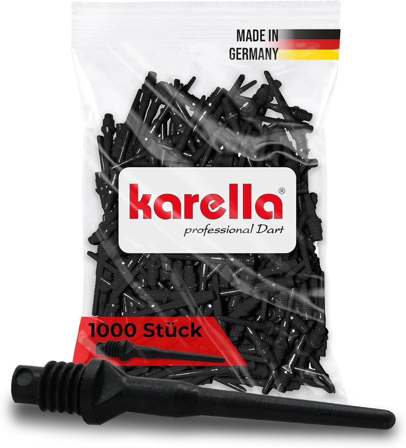 Winsport Dartpfeil Karella Profi Dartspitzen Keypoint, 2BA Gewinde, 1000 Stück, schwarz