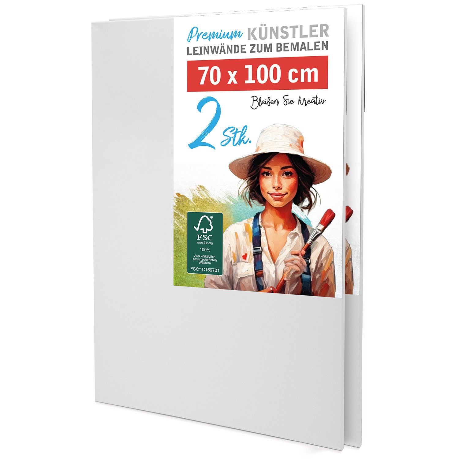 M MERCEO Leinwand, 2er-Set Leinwand 70x100cm (zum Bemalen, Baumwolle, Keilrahmen,280g/m)