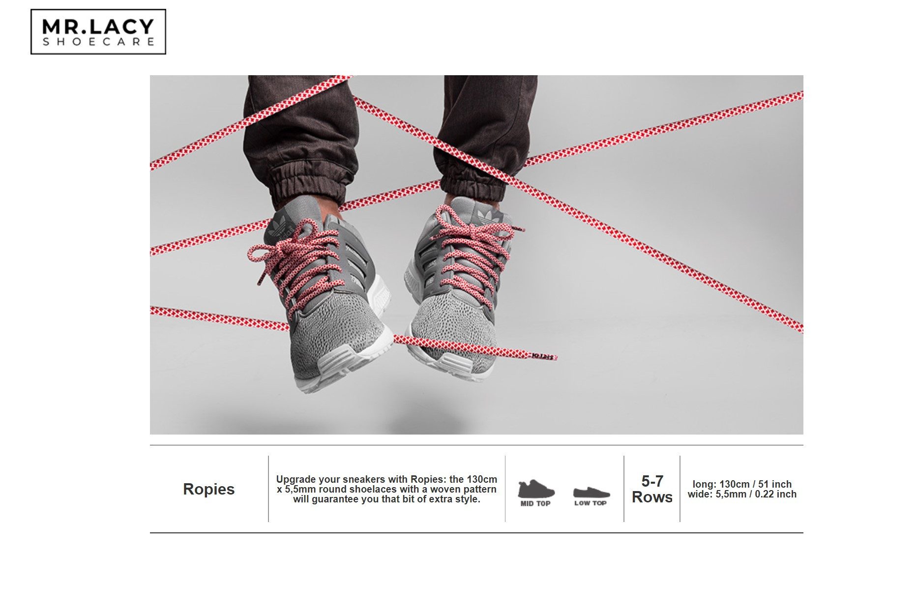 Mr. Lacy Schnürsenkel Ropies - Round Sneakers Laces - 130 cm