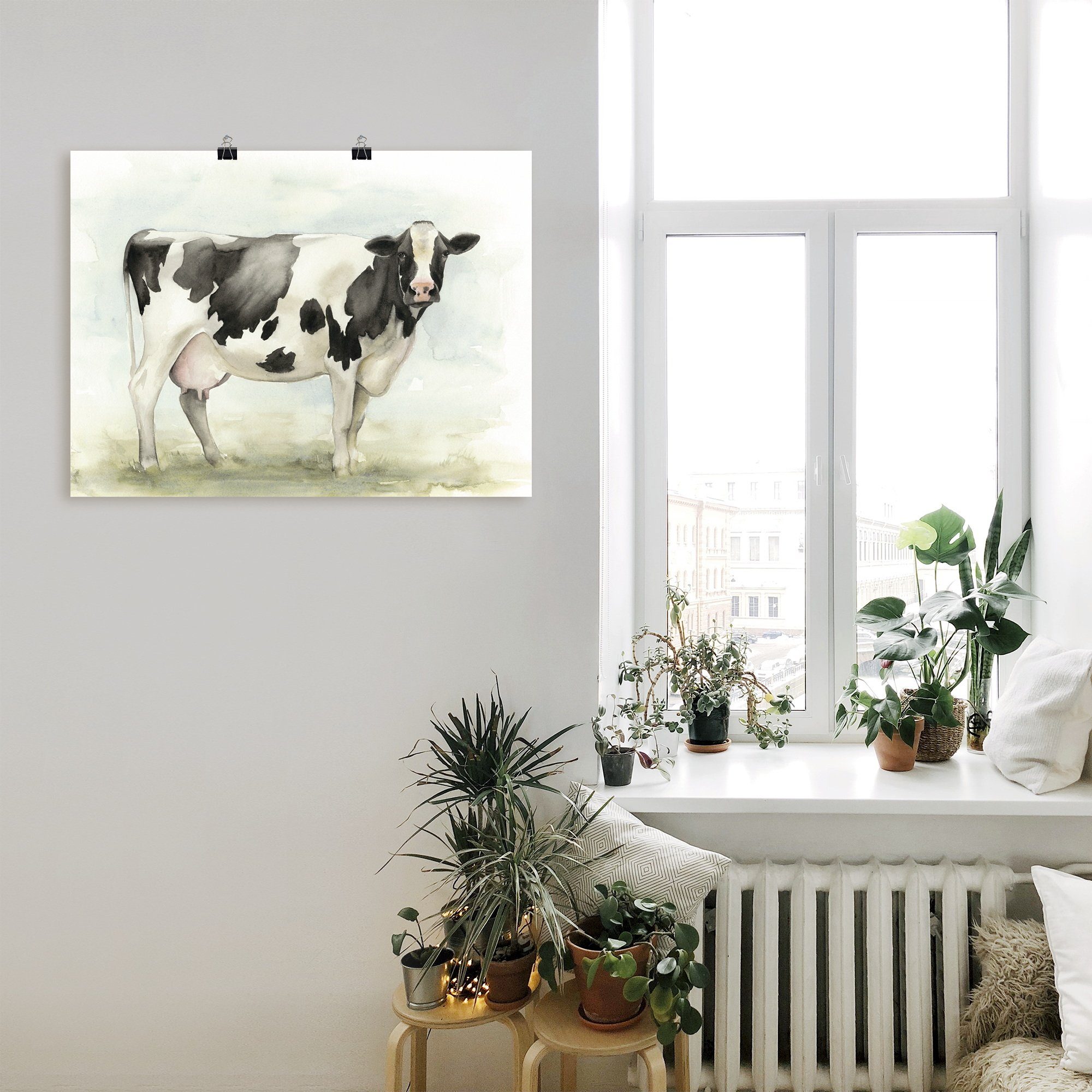 als versch. Poster Größen Kuh St), Alubild, oder Wasserfarben Leinwandbild, in I, Artland Wandaufkleber Haustiere (1 Wandbild