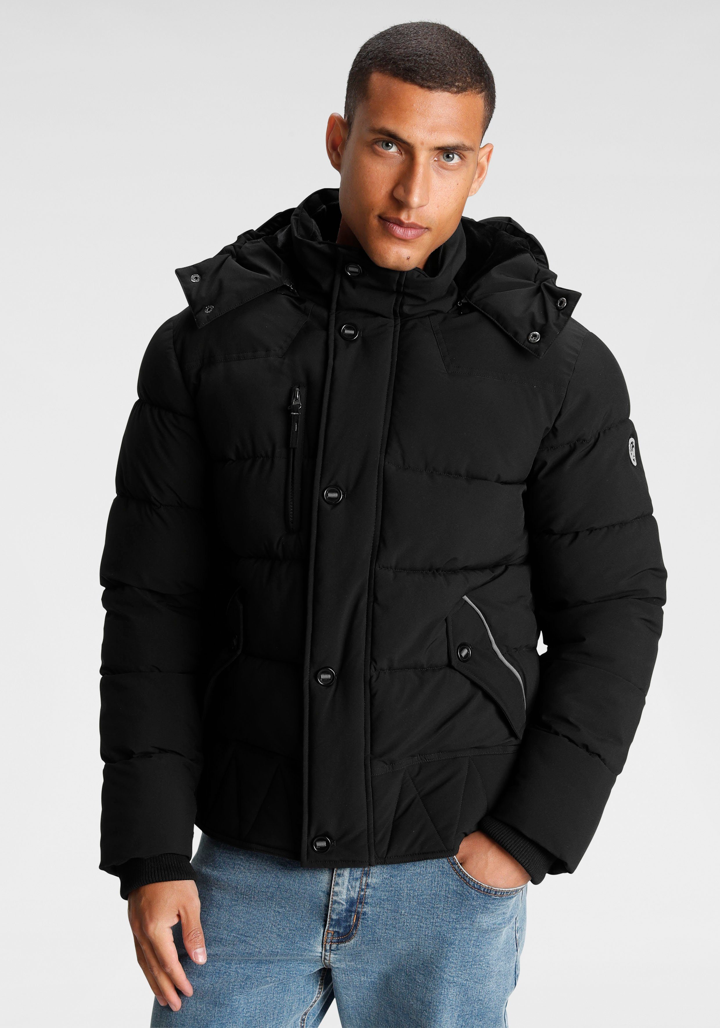 Bruno Banani Steppjacke Winterjacke mit Fellimitat und abnehmbarer Kapuze günstig online kaufen