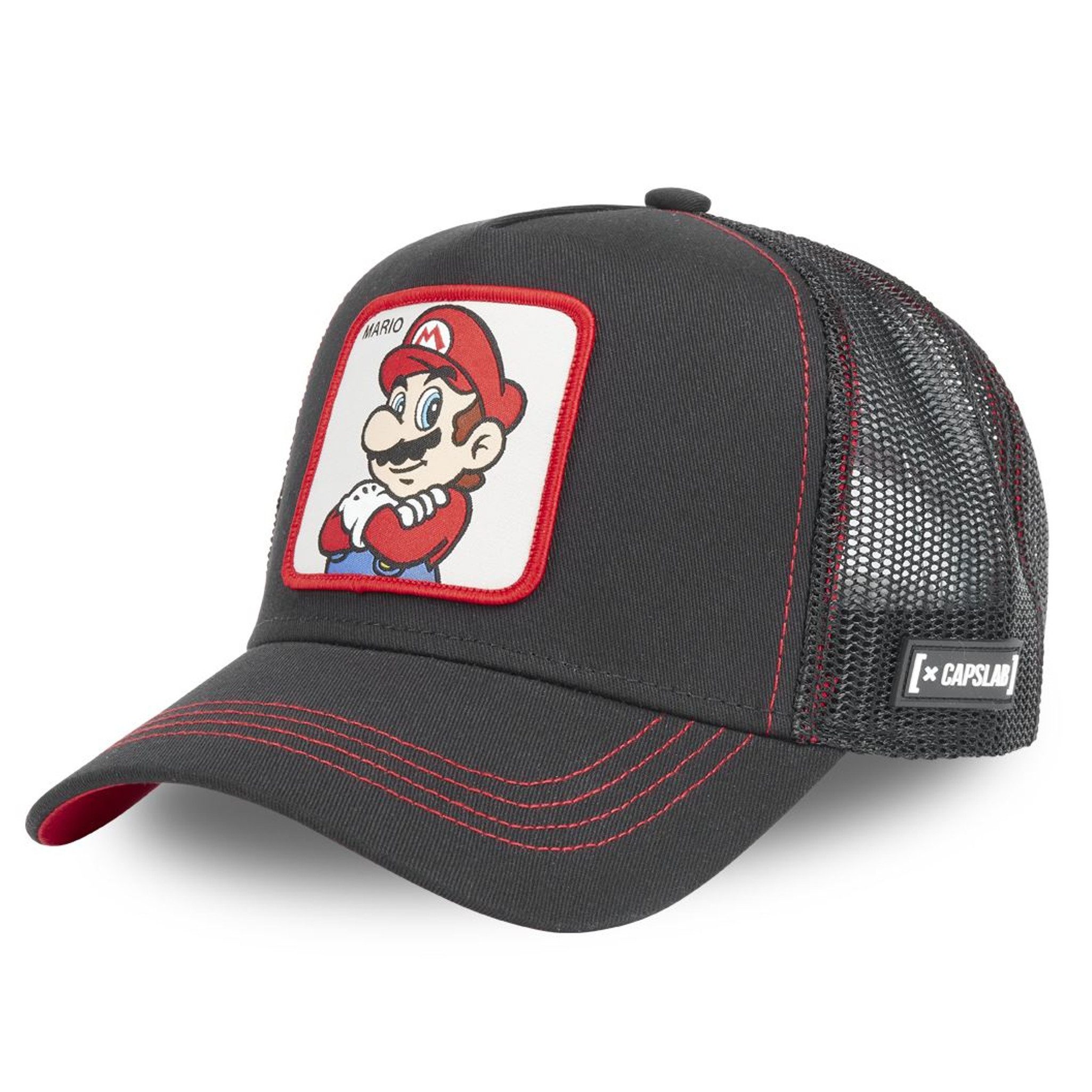 Capslab Trucker Cap CAPSLAB Trucker Cap - SUPER MARIO Black/Red (Basecap, Basecap, Meshcap, Trucker Kappe)