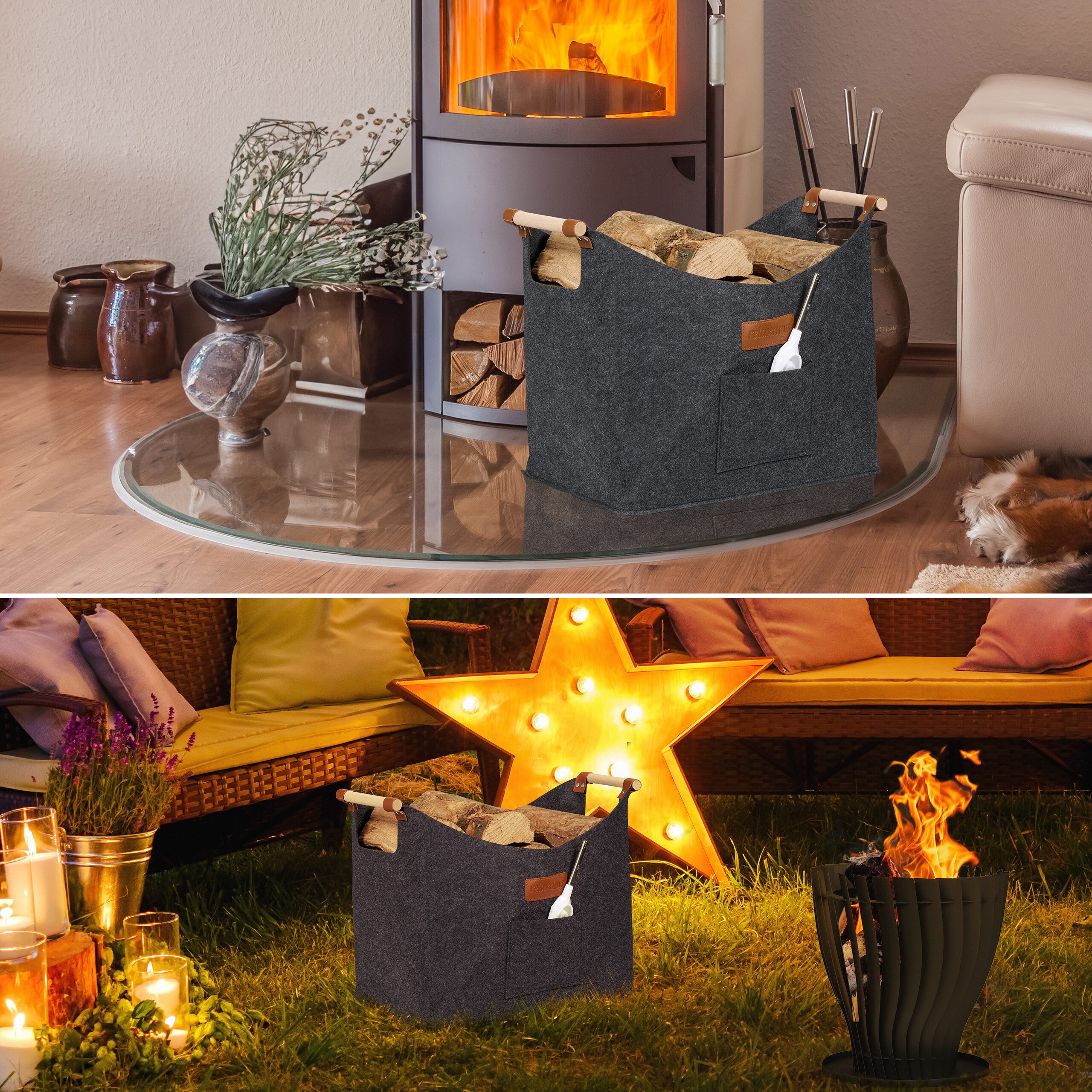 relaxdays Kaminholzkorb aus Filz (1 St) günstig online kaufen