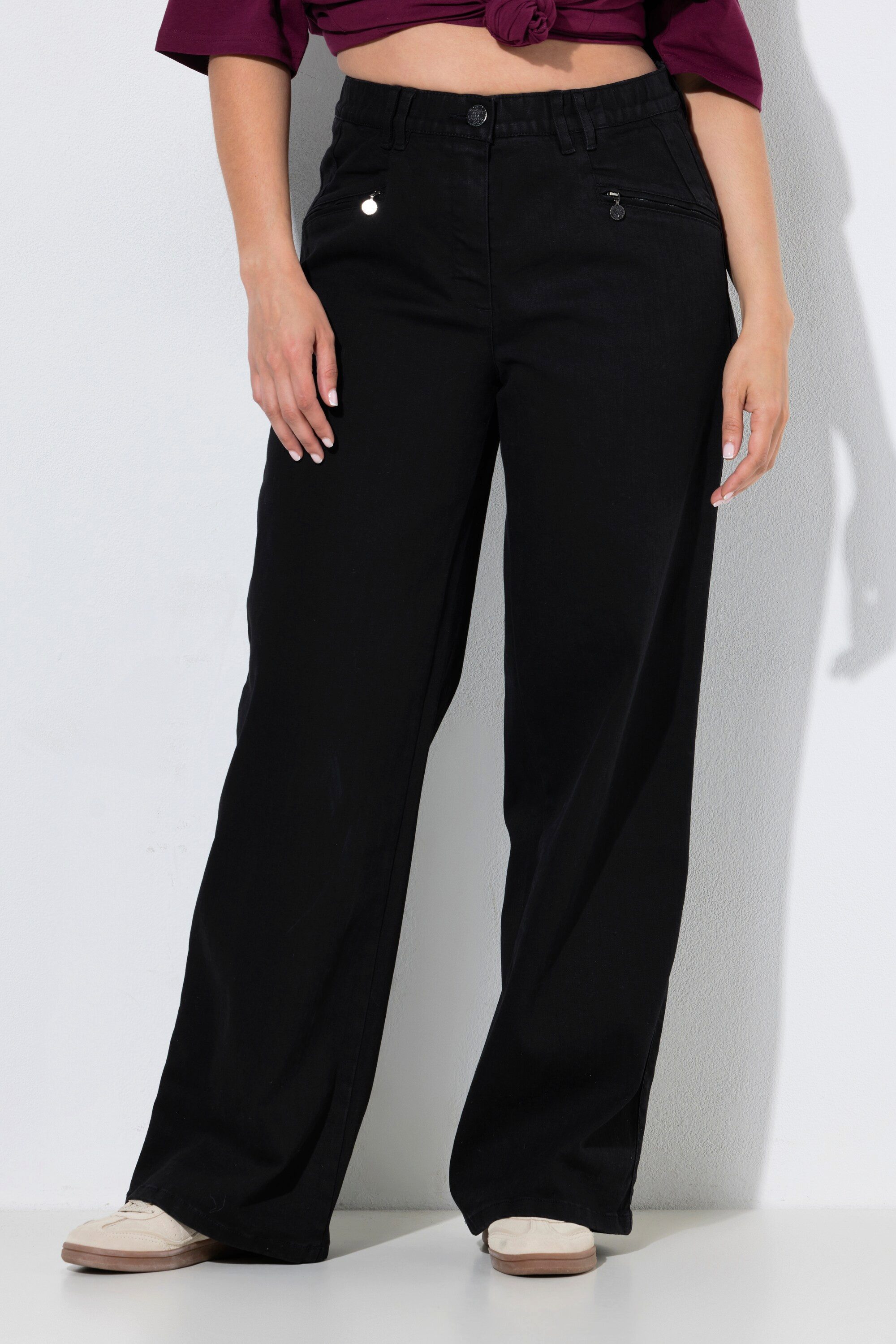 Ulla Popken Regular-fit-Jeans Jeans Mony weites Bein Reißverschlusstaschen