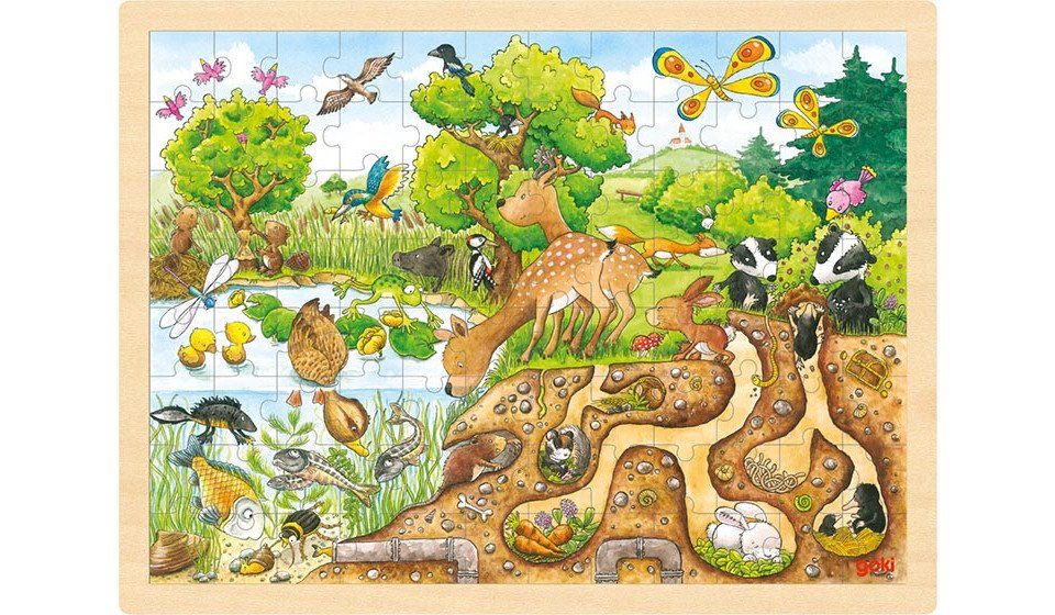 Gollnest & Kiesel Puzzle Goki 57582 - Einlegepuzzle Erlebnis Natur, Puzzleteile