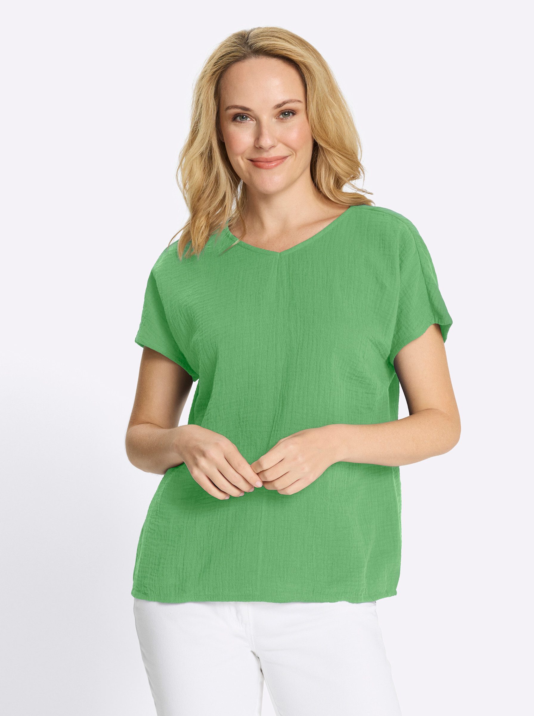 Sieh an! Klassische Bluse Schlupfbluse Kurzarm