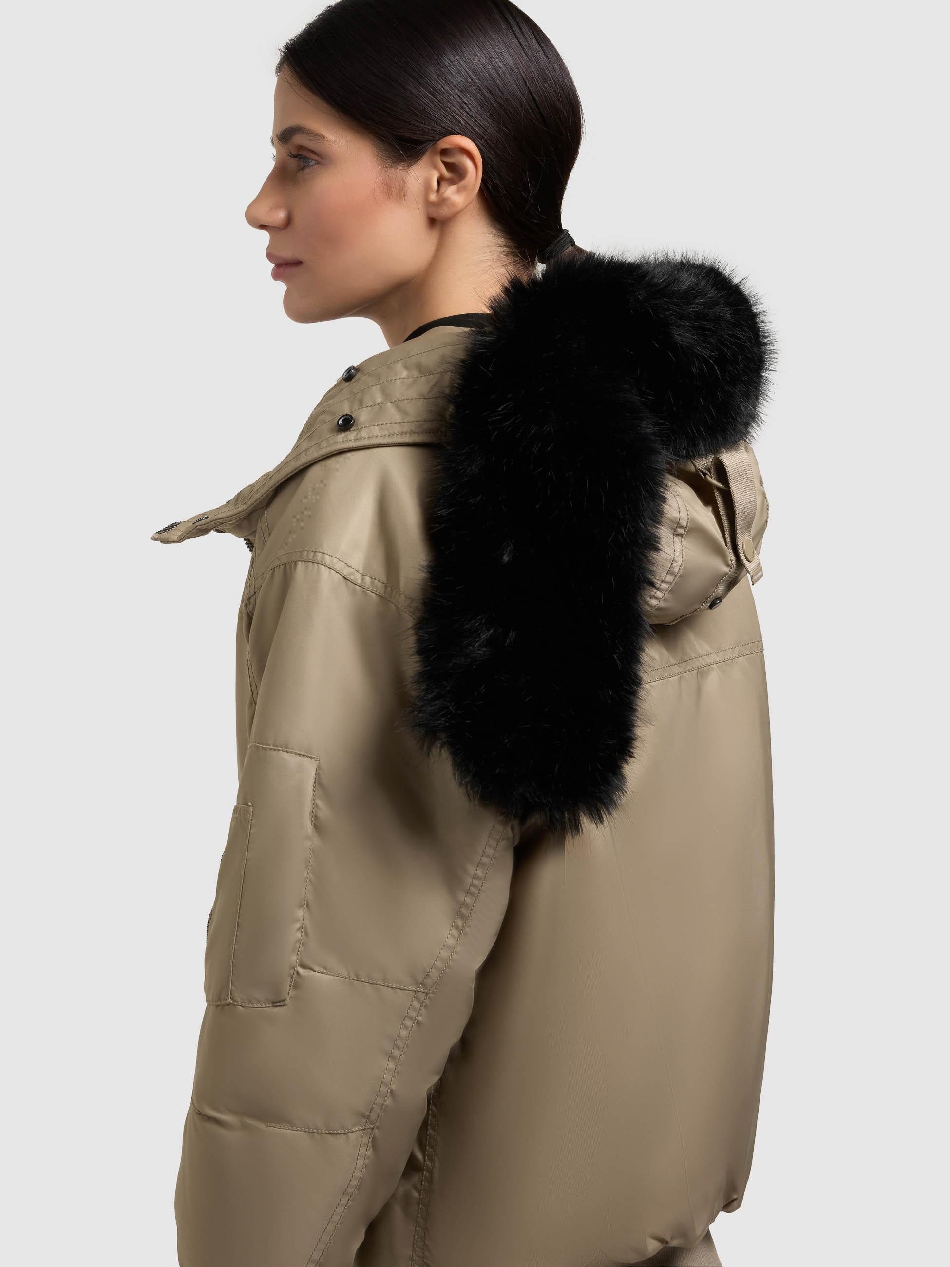 khujo Bomberjacke Cela Oversize Winterjacke mit abnehmbarem Kunstpelz-Besatz