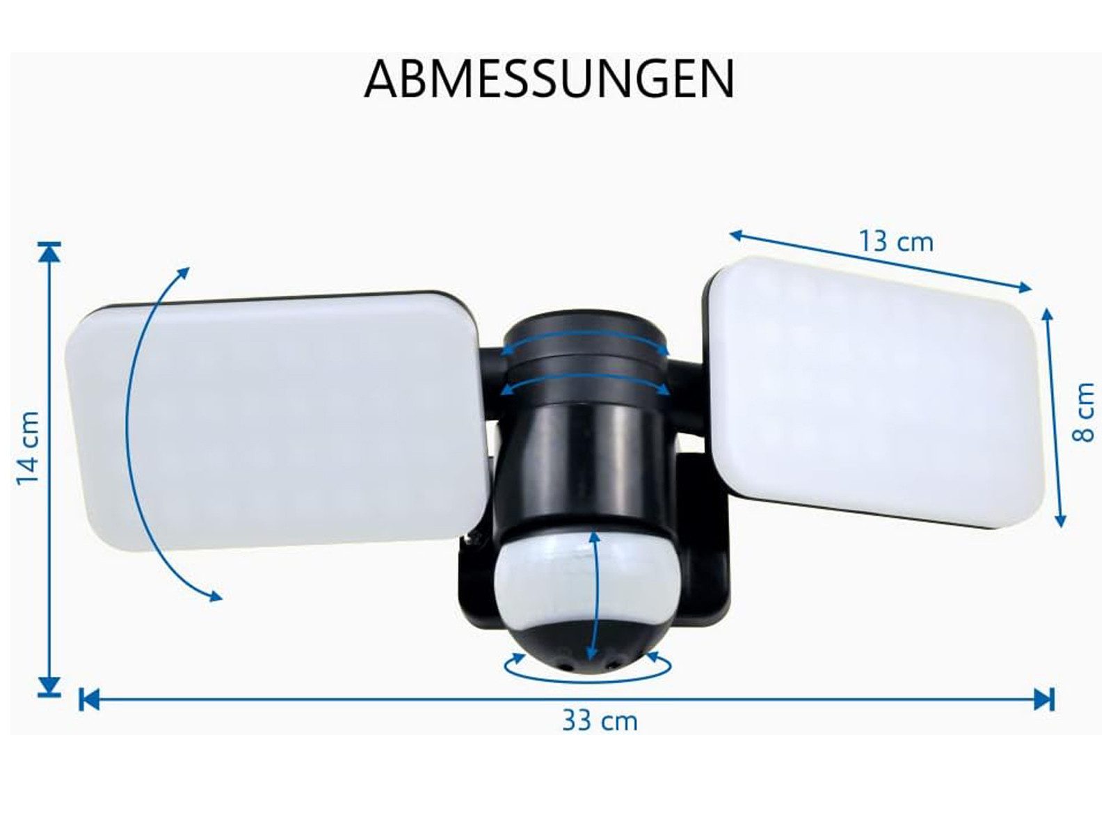 Elro Außen-Wandleuchte, Bewegungsmelder, LED fest integriert, Tageslichtweiß, Wand-Strahler mit Bewegungsmelder als Gartenbeleuchtung mit Strom 33cm