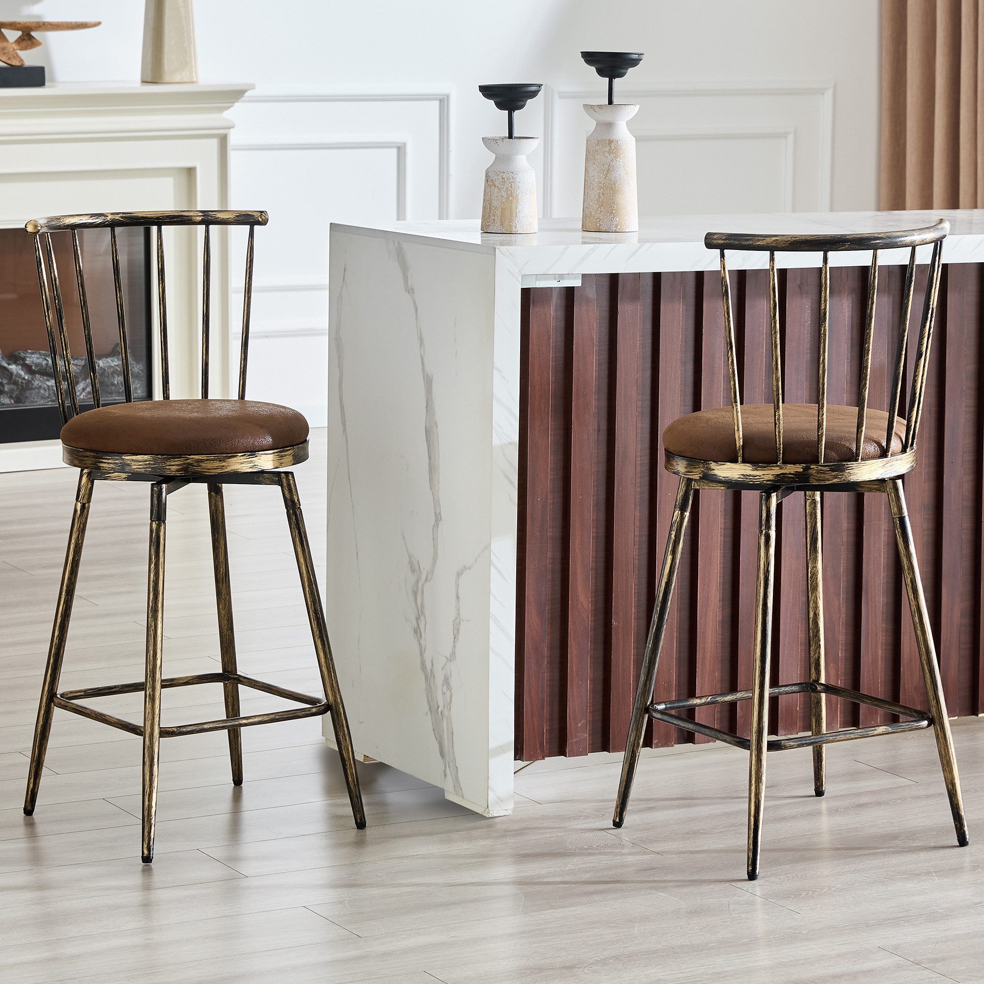gopop Barhocker Retro-Drehbarhocker, 2er-Set, für Kücheninsel, Metall (2 St)