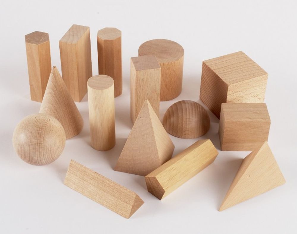 Experimentierkasten Geometriekörper aus Holz,15 Teile