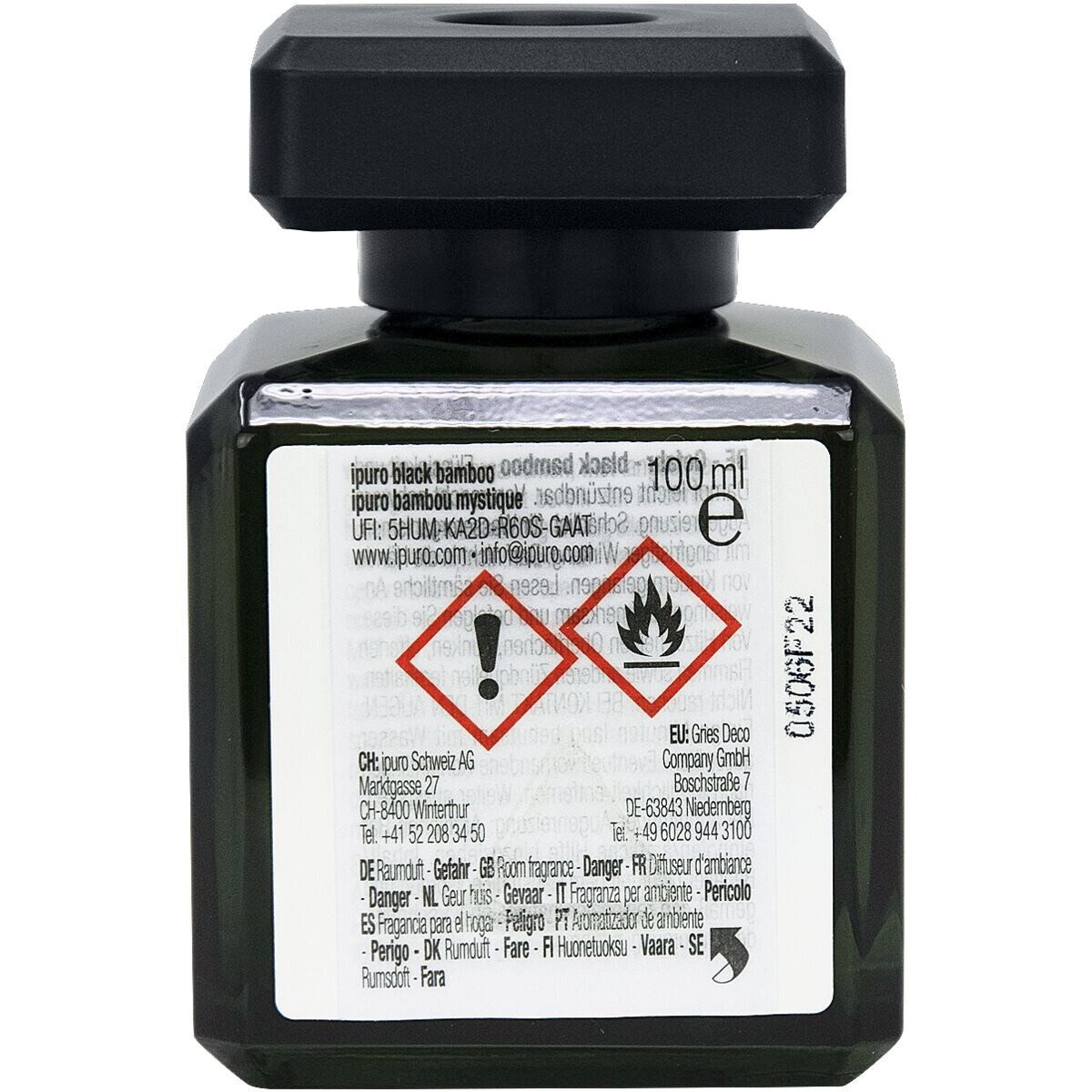 IPURO Raumduft Black Bamboo, 100 ml, Glasflakon mit Rattan-Holzstäbchen