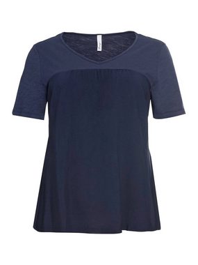 Sheego T-Shirt Große Größen im Materialmix, in A-Linie