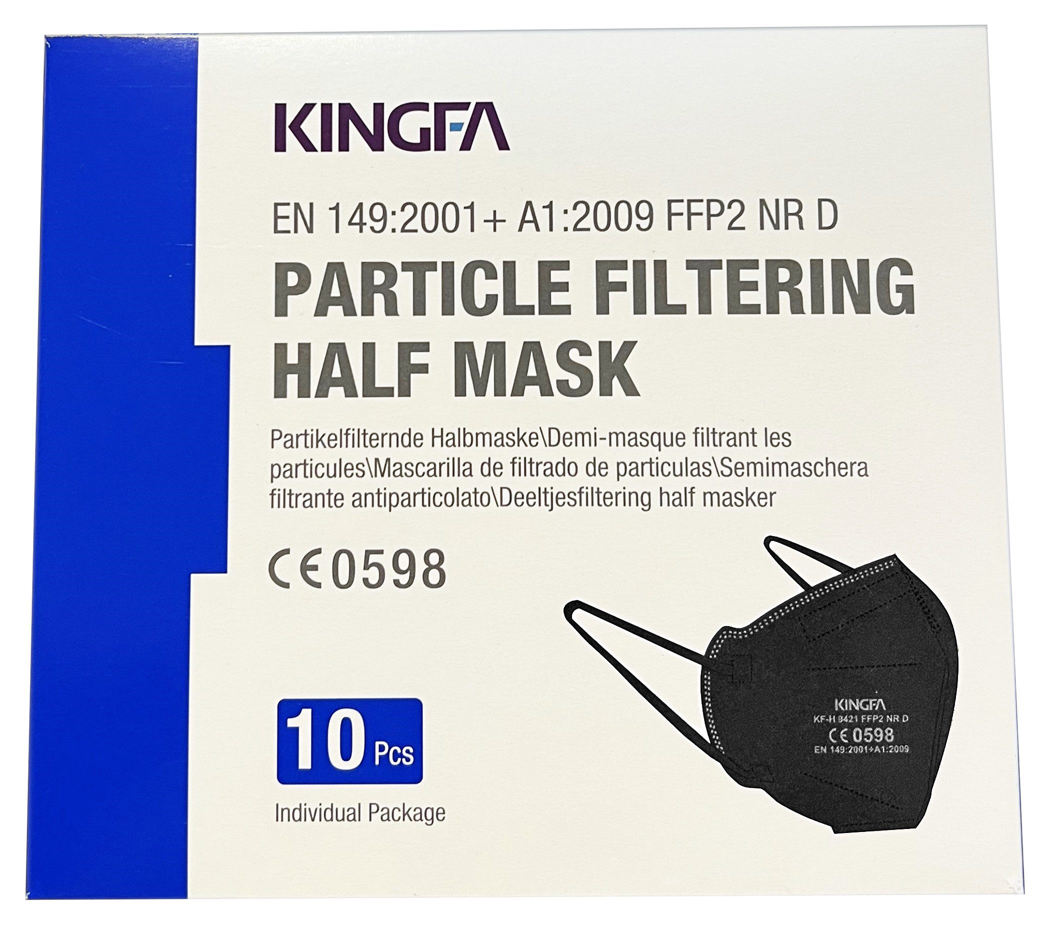 Mund-Nasen-Maske Kingfa FFP2 Atemschutzmaske schwarz (10er Box)
