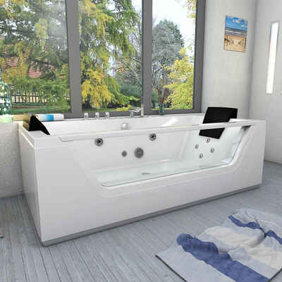 AcquaVapore Whirlpool-Badewanne Whirlpool Pool Badewanne Wanne W83R-TH-B, (1-tlg), Mit Fußgestell und Ablaufgarnitur