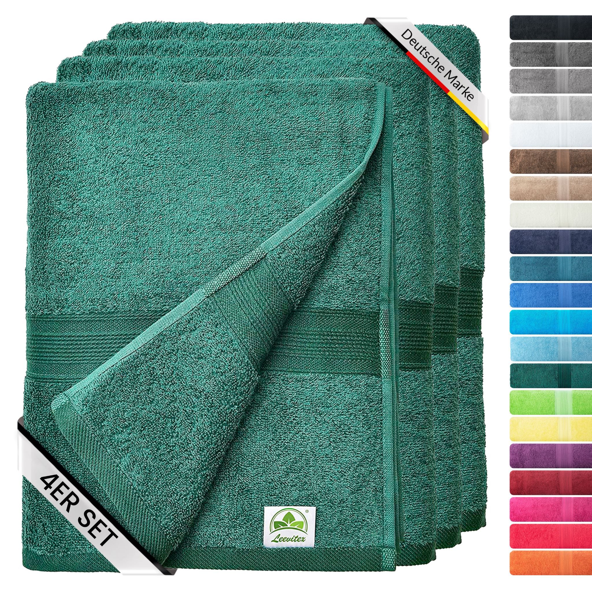leevitex® Handtücher 4er-Set, 50 × 100 cm, aus 100% Baumwolle, Frottee (Set, 4-St), OEKO-TEX® STANDARD 100 zertifiziert und hochwertig verarbeitet