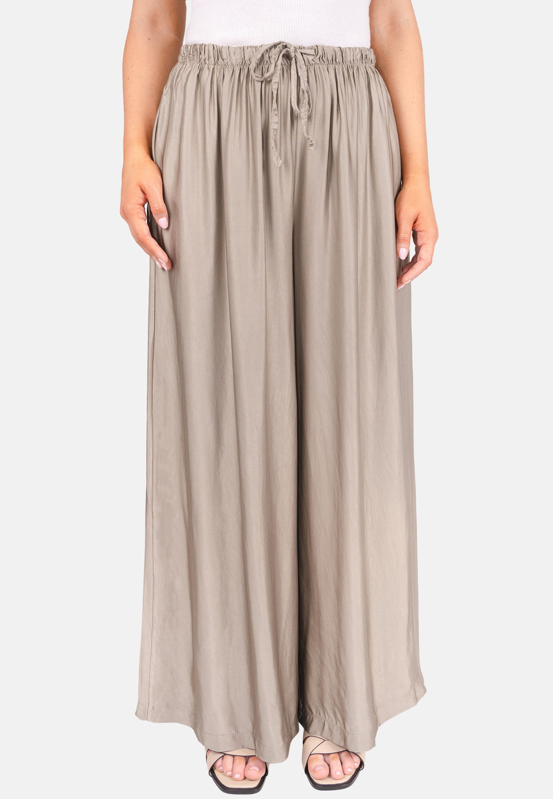 Seasons of April Palazzohose BIANCA (1-tlg) Satinhose Damen Weit Palazzo Glänzend Marlenehose Amora Bindeband