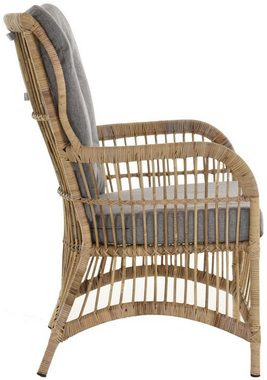 Krines Home Relaxsessel Rattan Ohrensessel mit Hocker/ Rattan-Sessel mit hoher Rückenlehne