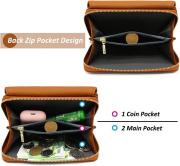 HNOOM Geldbörse Glatte Reißverschlüsse (Damenbrieftasche mit RFID-Schutz, Damenbrieftasche mit RFID-Schutz), Vielseitige stilvoll mit geräumigem Design und hochwertigem Material