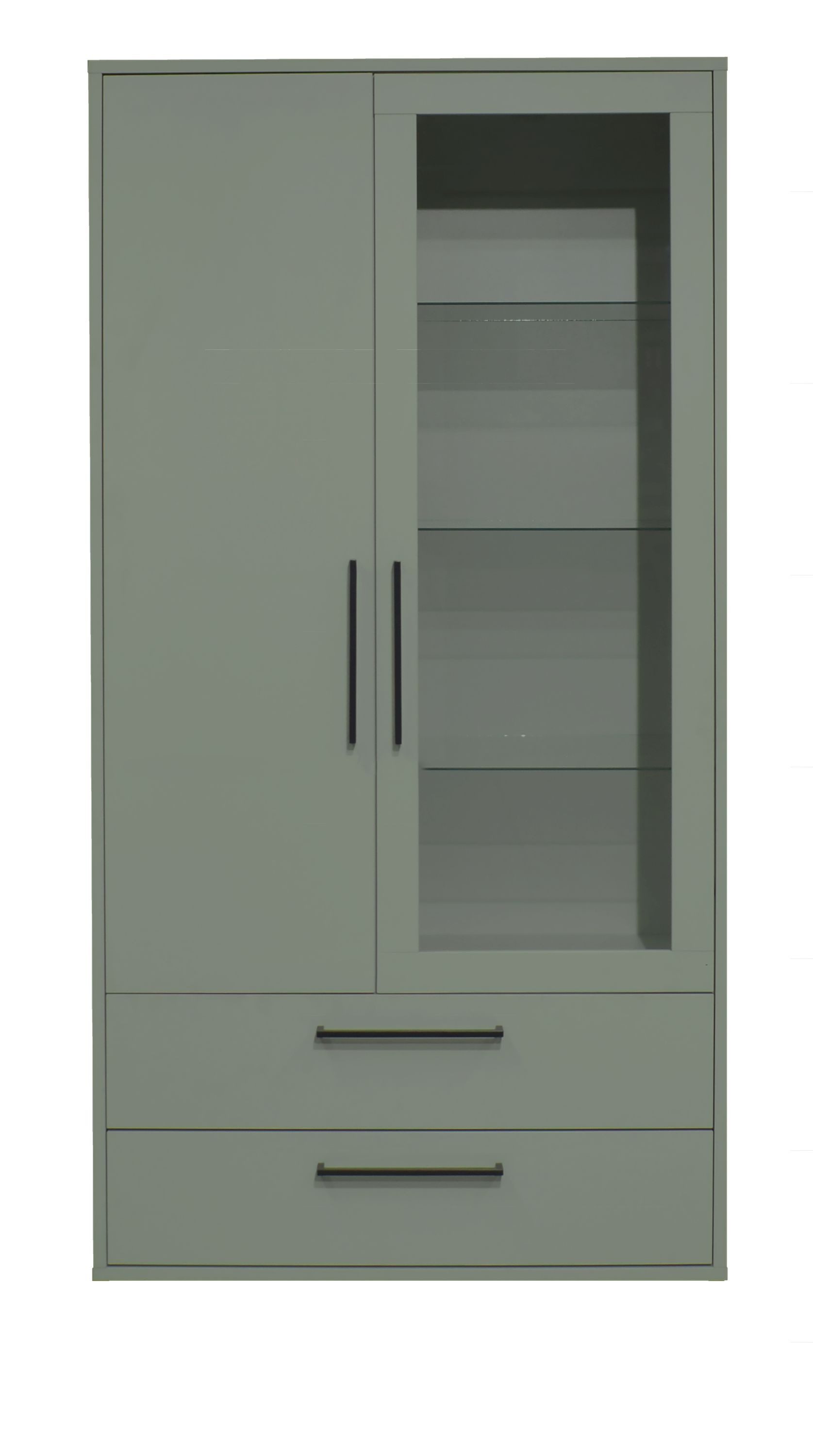 FURNARO Standvitrine in pine green matt lack NB B/H/T: 92x182x45 cm