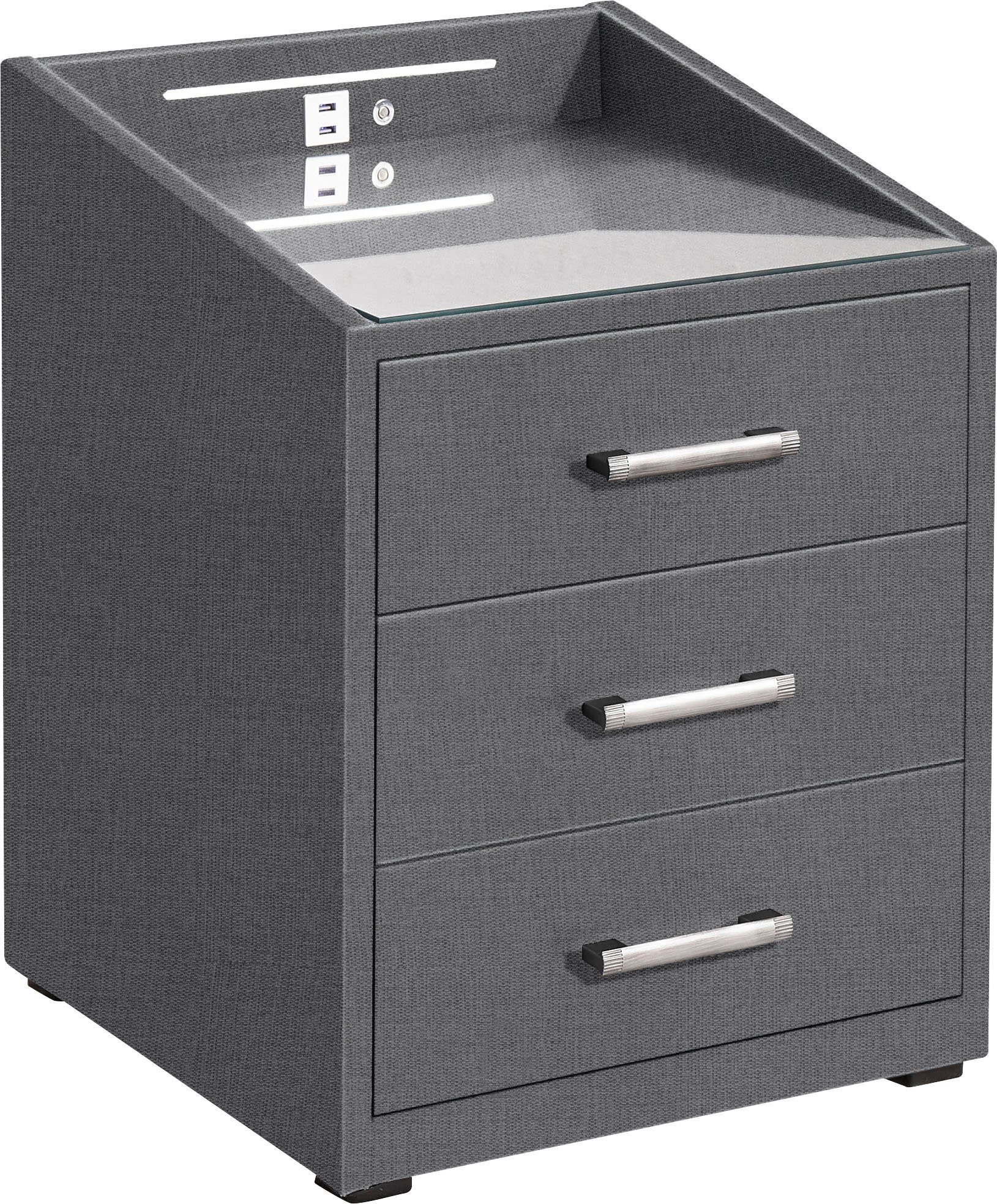 ED EXCITING DESIGN Nachtkonsole Moon, mit LED-Beleuchtung und USB-Anschluss & USB-C-Anschluss