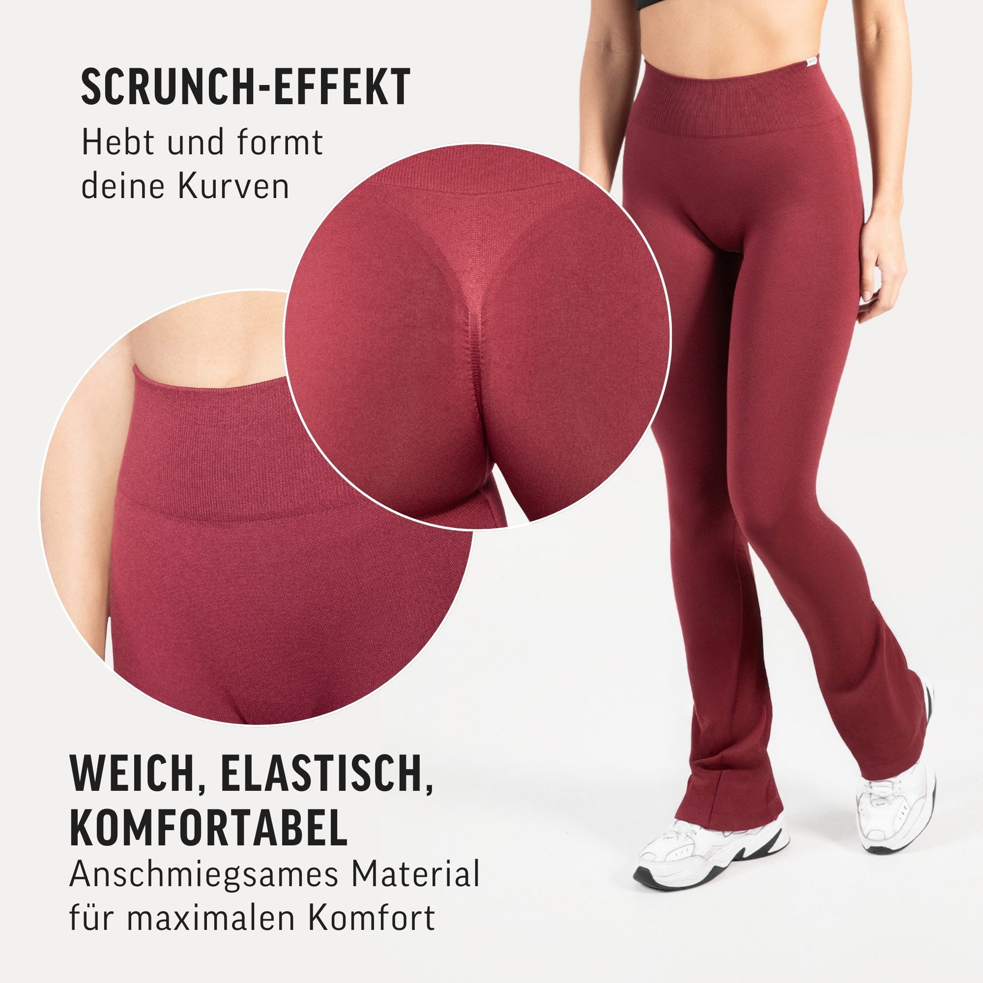 Smilodox Schlaghose Aylin Scrunch, Leggings mit Booty Push Effekt, Gym, Yoga & Freizeit Scrunch Naht, Booty Push, Weites Bein, Elastisch, High Waist