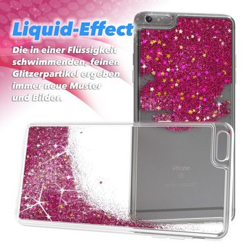 EAZY CASE Handyhülle Liquid Glittery Case für Apple iPhone 6 Plus / 6S+ 5,5 Zoll, Glitzerhülle Shiny Slimcover stoßfest Durchsichtig Bumper Case Pink