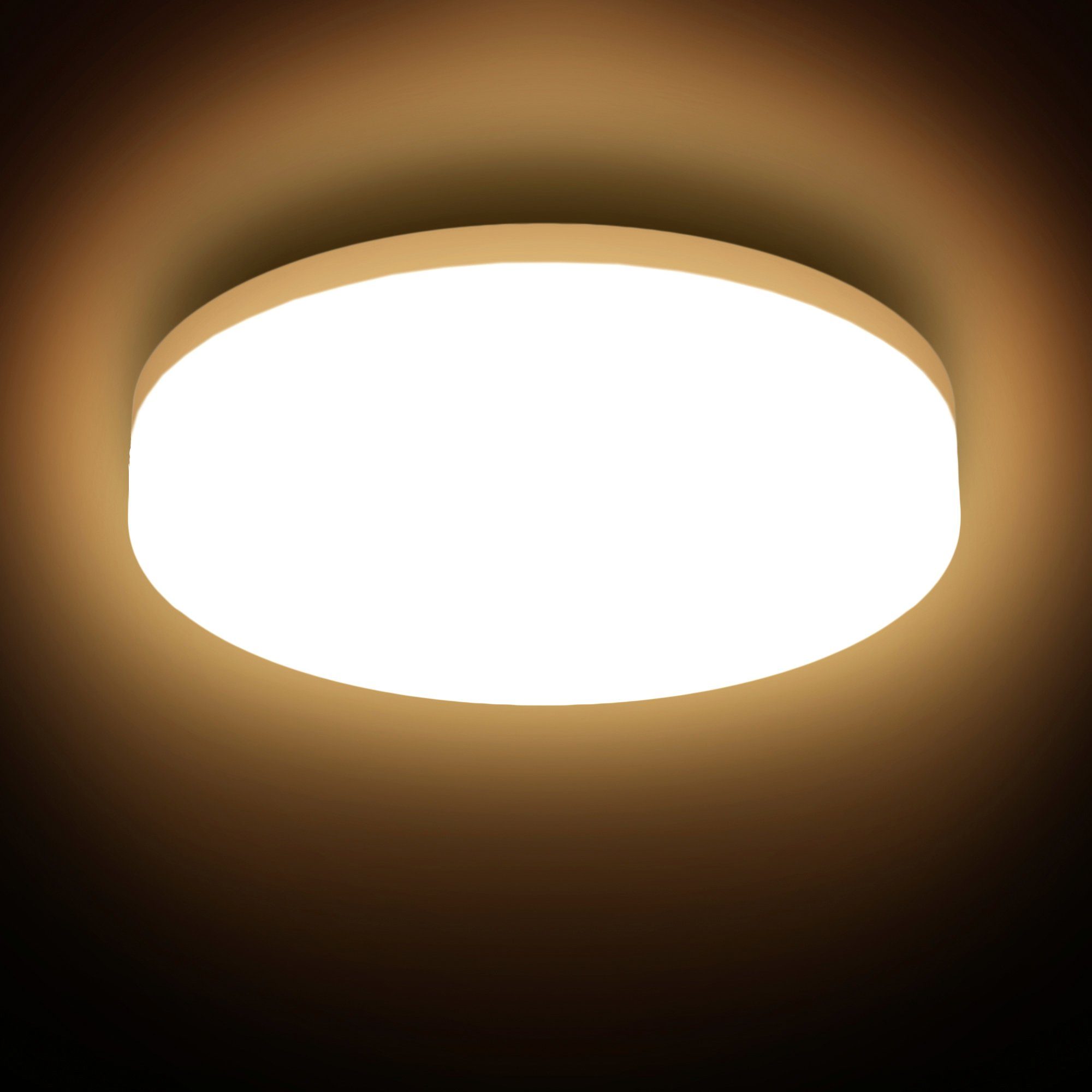 B.K.Licht LED Deckenleuchte Warmweiß, 3.000K 1.500Lm, 13W, Feuchtraumleuchte, BK_DB1170 LED Bad-Deckenlampe, integriert, IP54, Ø22cm, Warmweißes Licht, Spritzwassergeschützt fest Badlampe LED
