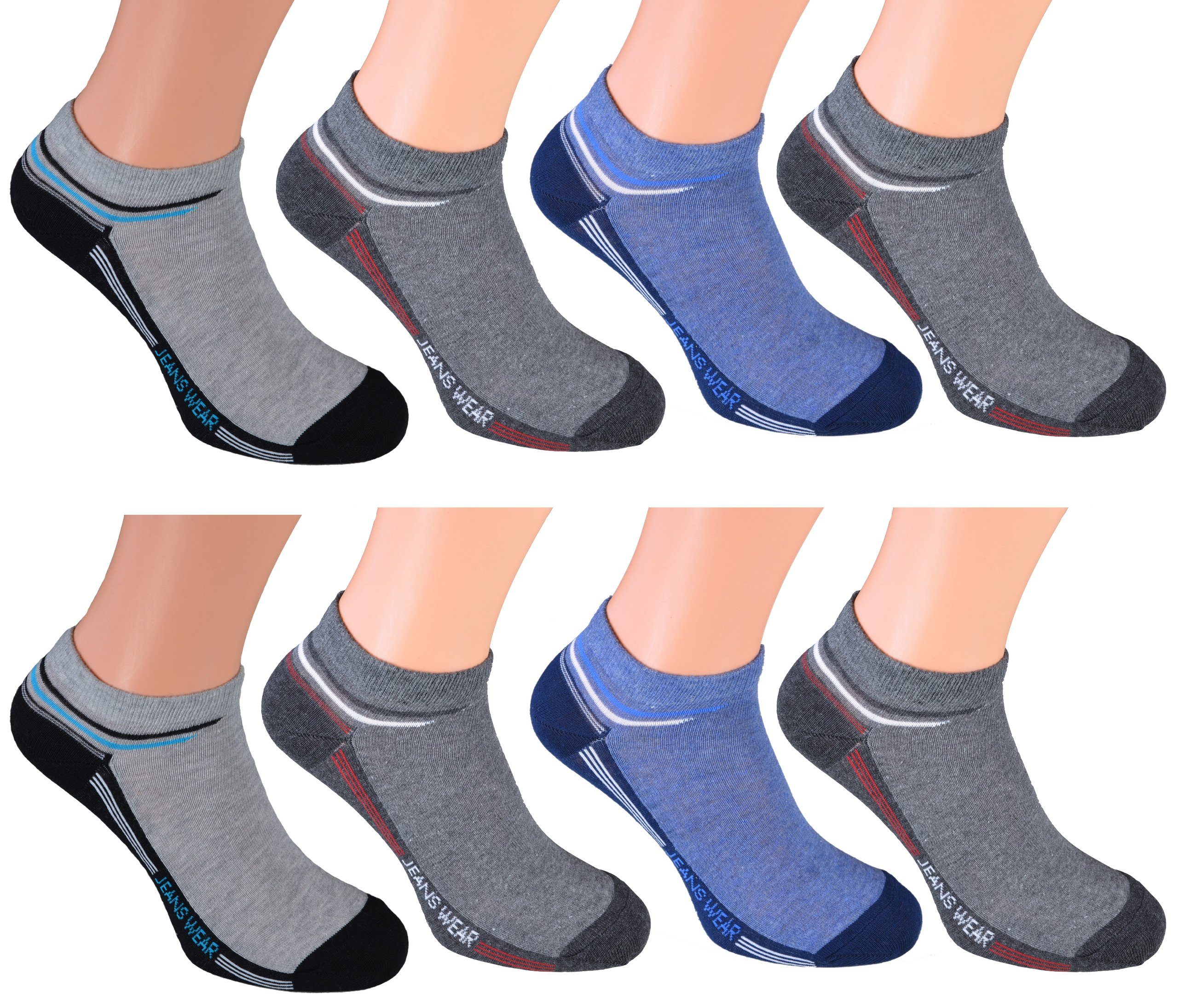 Jeans Sneakersocken für Socken Füsslinge - Modelle Baumwolle Cocain underwear Söckchen verschiedene Sneaker Paar Herren (8-Paar) 8