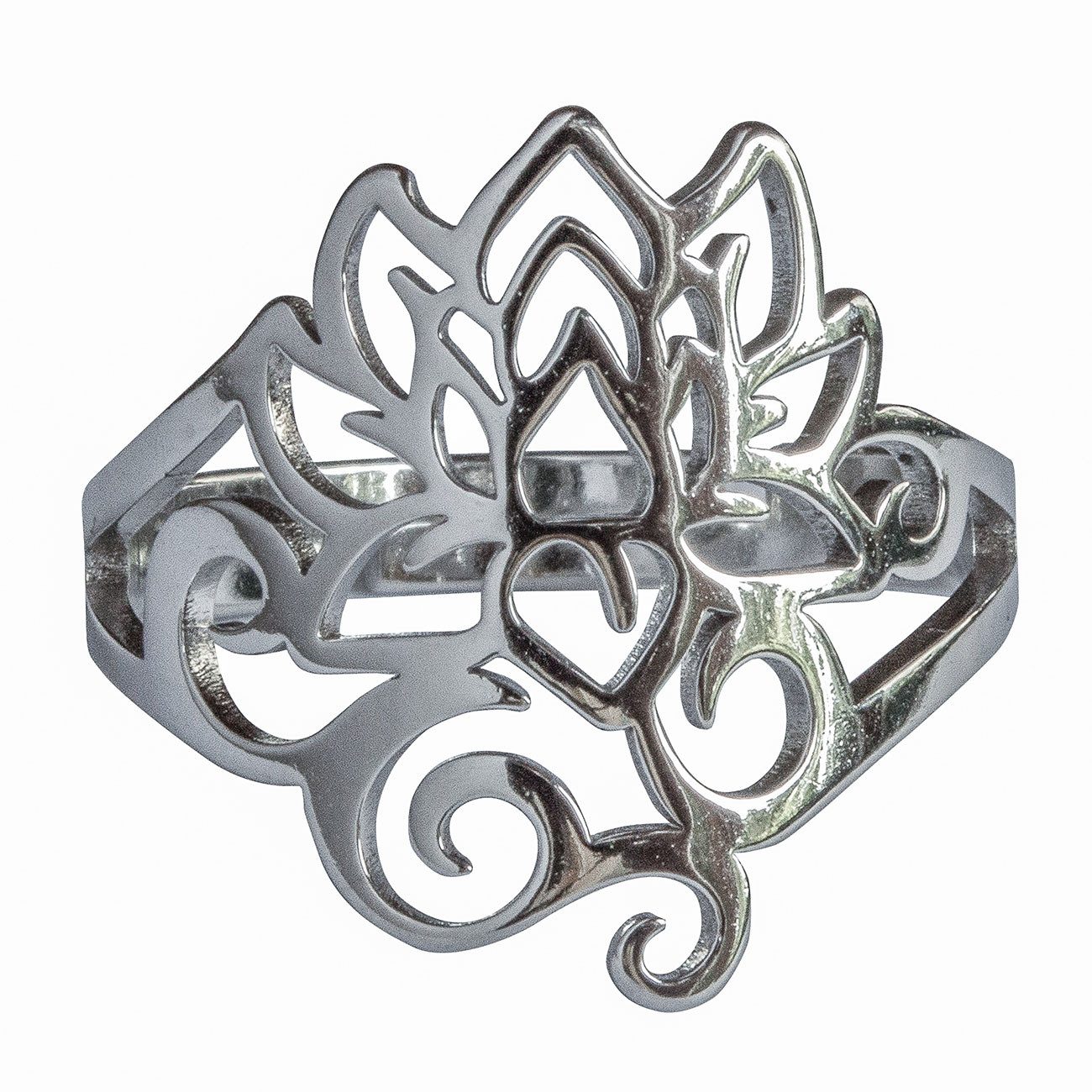 Fingerring Ring "Om Lotus" (2,5cm) Edelstahl offen verstellbar
