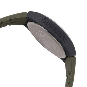 Superdry Quarzuhr, Superdry Herren Analog Quarz Uhr mit Silicone Armband SYG270BO
