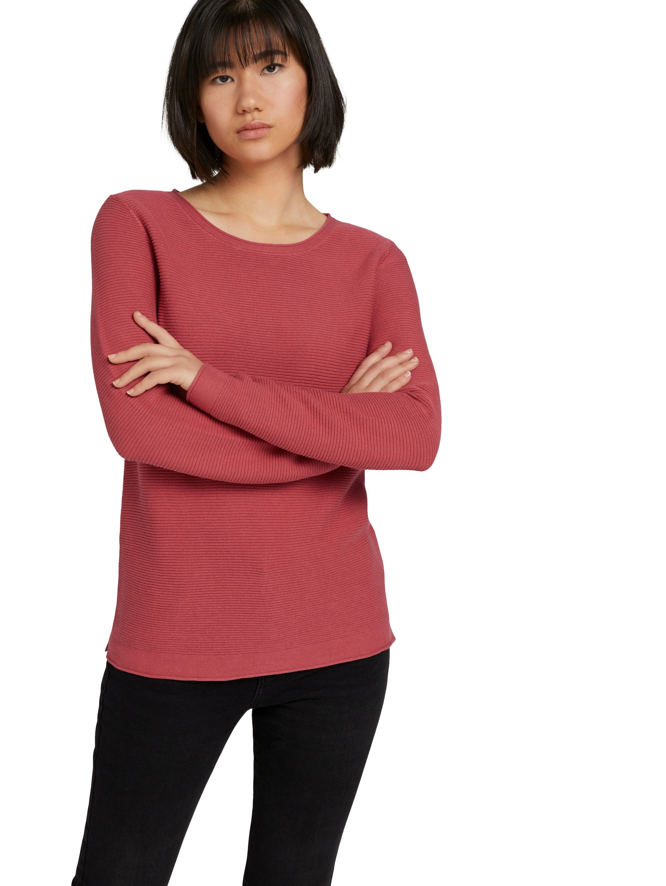 TOM TAILOR Rundhalspullover aus Rippstrick günstig online kaufen