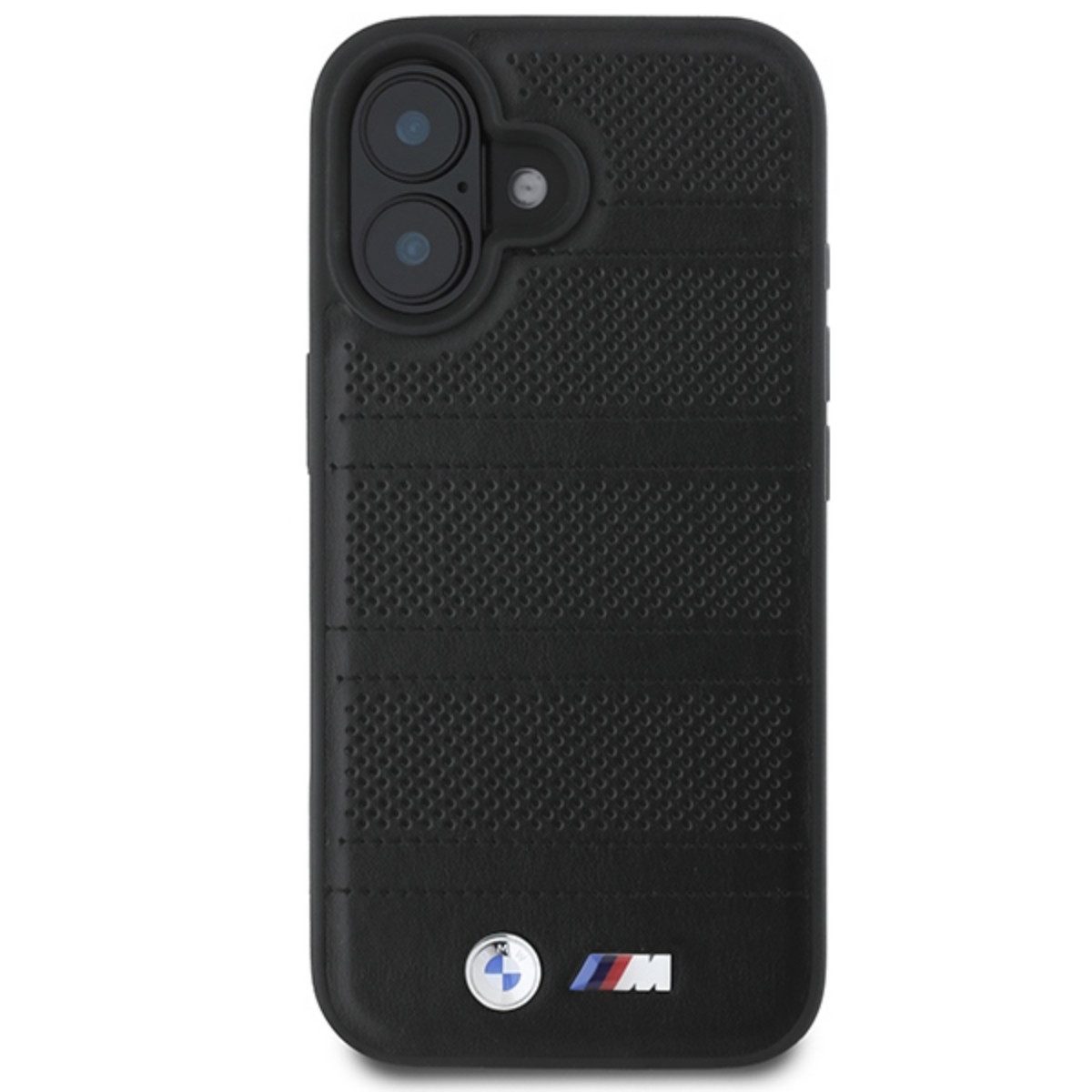 BMW Handyhülle Perforated Line mit Magnetfunktion Kompatibel mit iPhone 16 Schwarz 6,1, Perforierte Hülle mit Ziernaht Magnetfunktion und sportlicher Optik