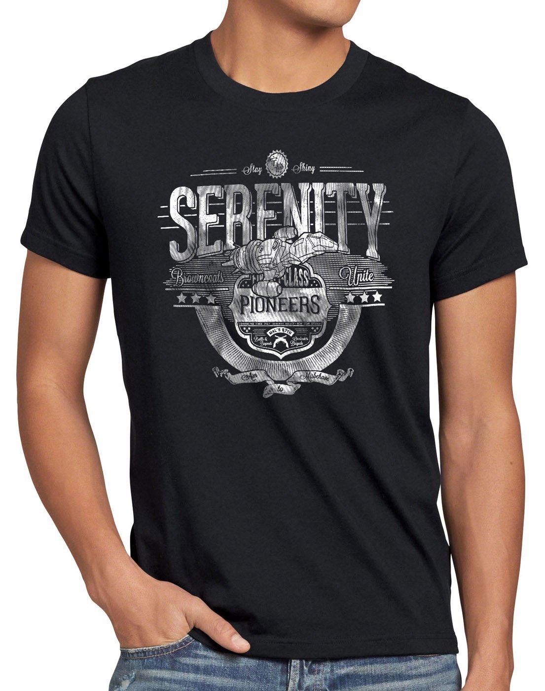 style3 Print-Shirt Herren T-Shirt Serenity Firefly aufbruch allianz raumschiff schwarz