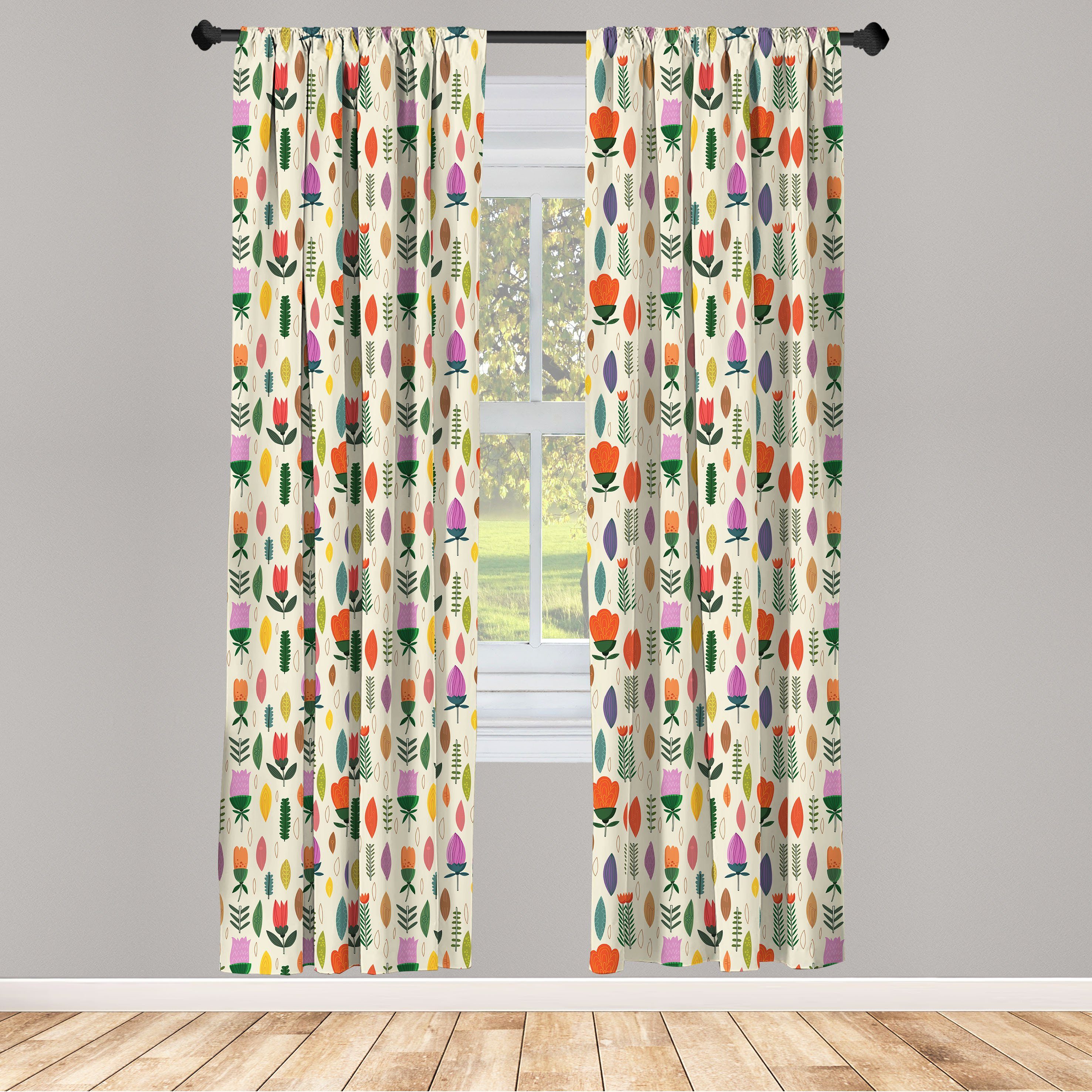 Gardine Vorhang für Wohnzimmer Schlafzimmer Dekor, Abakuhaus, Microfaser, Frühling Seasonal Pastellblumen