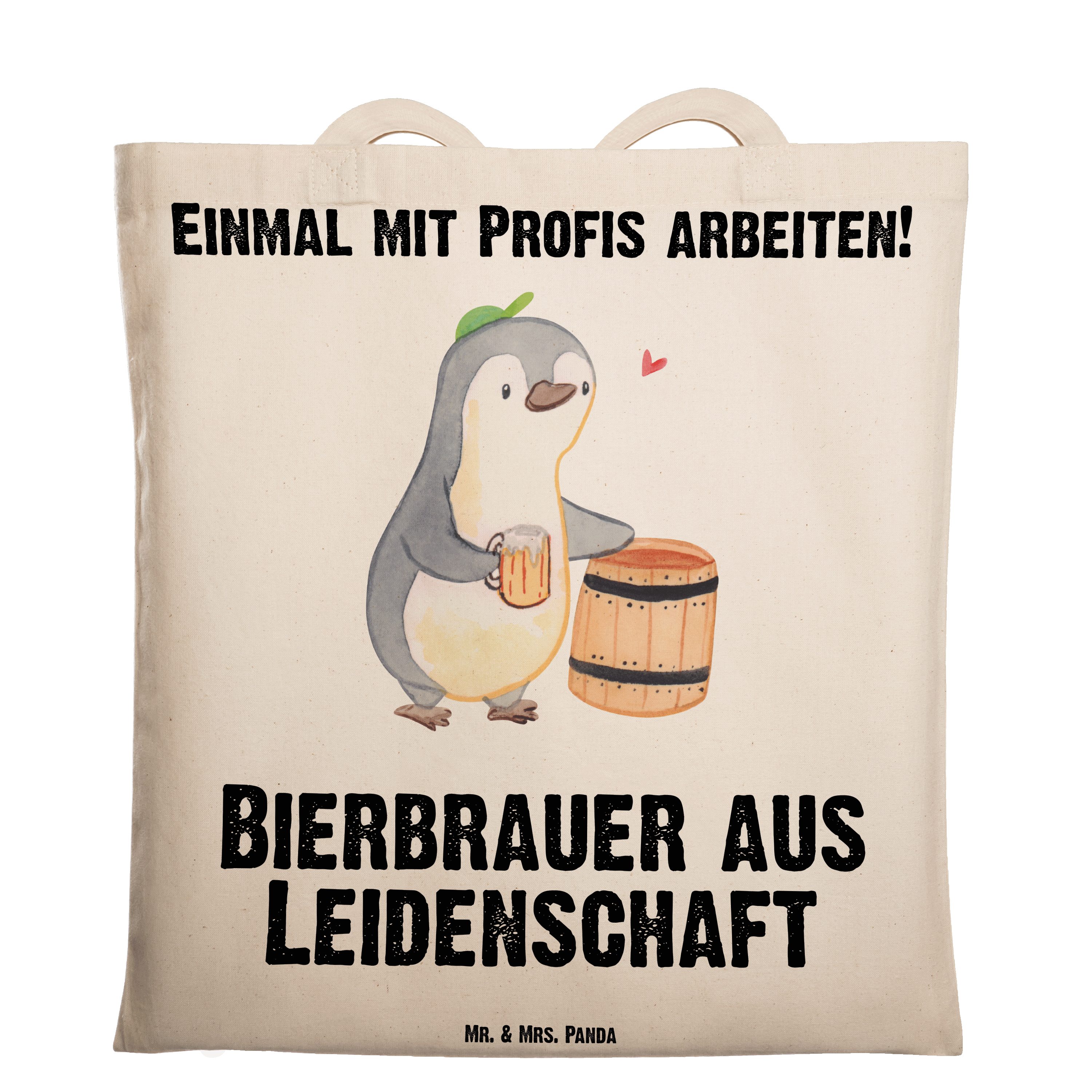 Leidenschaft Panda aus Tragetasche - Bierbrauer & Mrs. Geschenk, - Stoffbeutel, (1-tlg) Transparent Bi Mr.