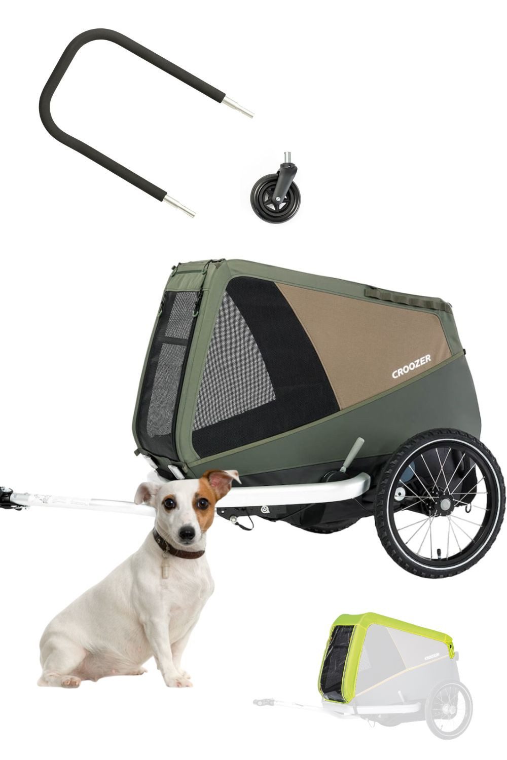 Croozer Fahrradhundeanhänger Croozer Dog Enna Happy Walk inkl. Regenverdeck, Packfach u. Buggy-Set