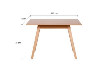 kundler home Esstisch 'Der Natürliche', Küchentisch, Tisch Buche Massivholz, 110x75cm, Tischplatte Buche Massivholz in A+ Qualität mit durchgehenden Lamellen