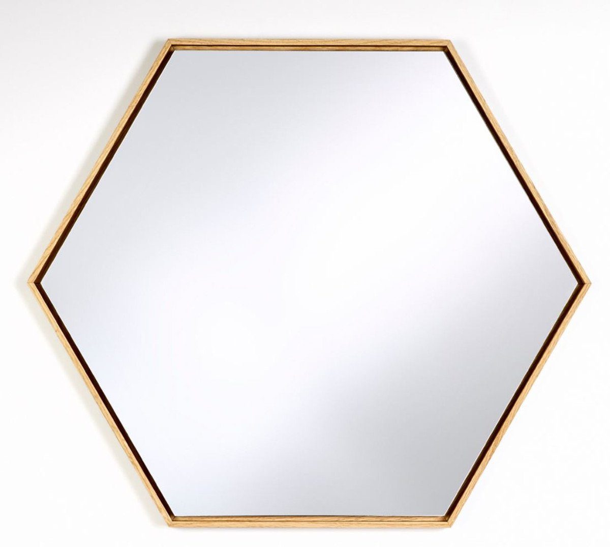 Casa Padrino Spiegel Luxus Spiegel mit natufarbenem Holzrahmen 52 x H. 45 cm - Wohnzimmer Wandspiegel