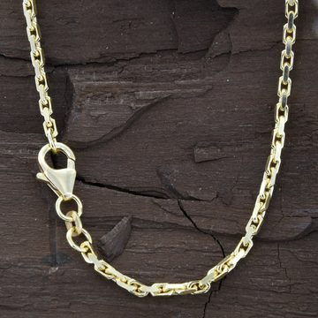 HOPLO Goldkette Ankerkette diamantiert Länge 55cm - Breite 2,0mm - 585-14 Karat Gold, Made in Germany