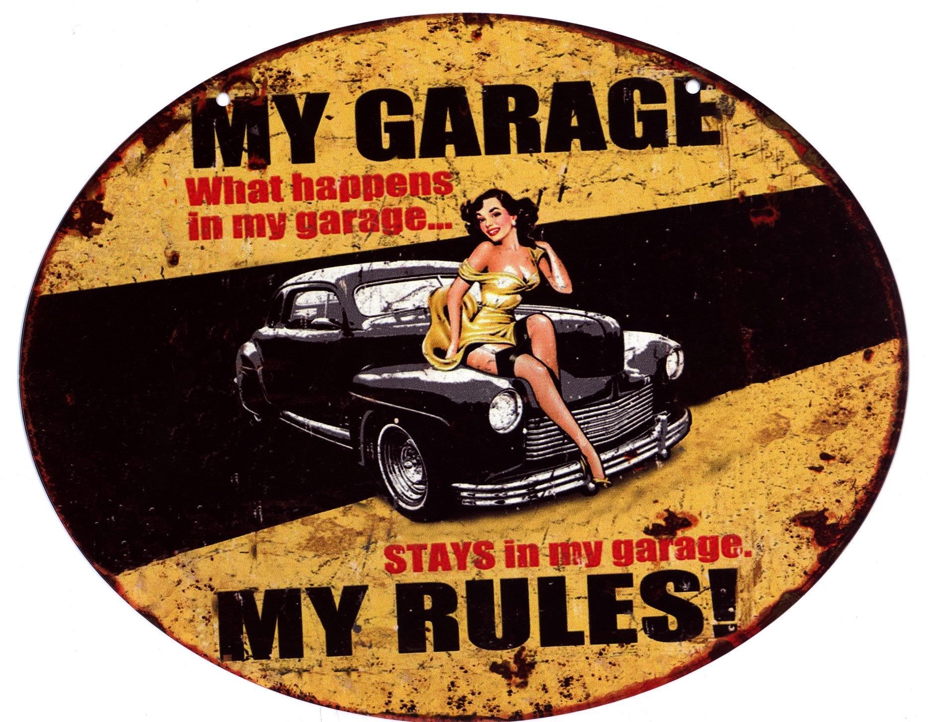 Moritz Metallschild Blechschild My Garage My Rules Werkstatt, (Einzeln), 20 x 25cm Vintage Retro Deko Schild Metallschild Wandbild Schild