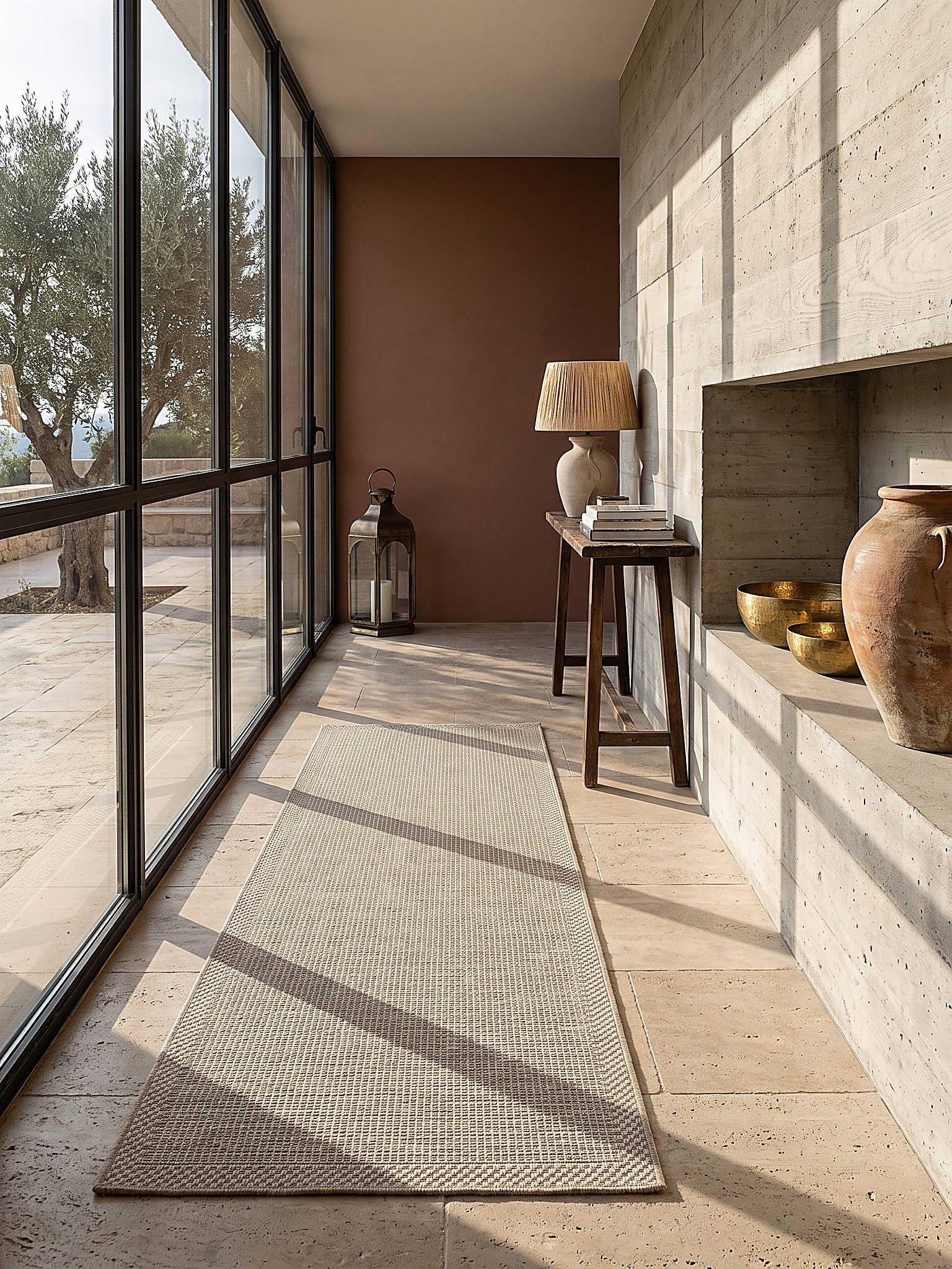 KADIMA DESIGN Teppich ESERA Teppichläufer Beige 80x150 Uni Polypropylen Wohnzimmer, Läufer, Höhe: 4 mm, Strapazierfähig, Pflegeleicht, Farbecht, Wetterfest, UV- – Bild 3 von 5