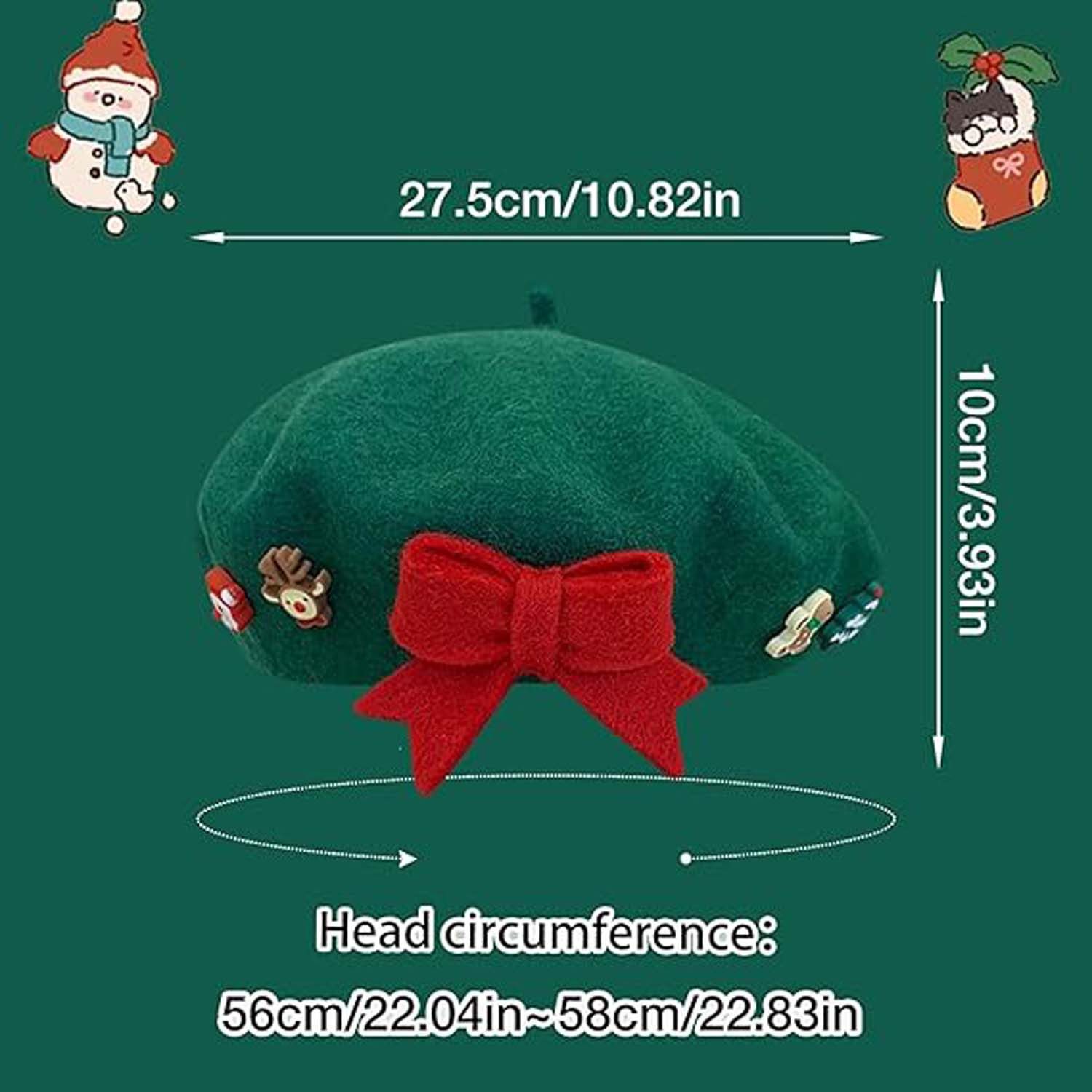 Coonoor Baskenmütze Damen Weihnachtsthema Wolle Baskenmütze günstig online kaufen
