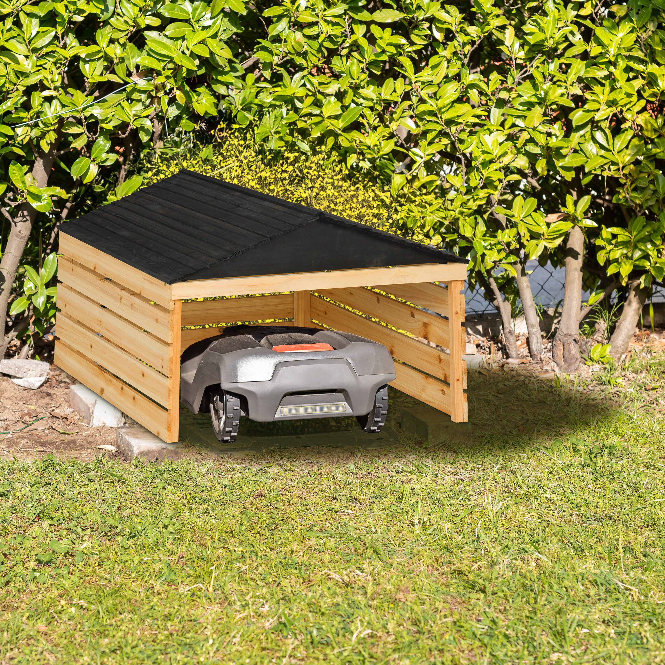 relaxdays Mähroboter-Garage aus Holz, B...