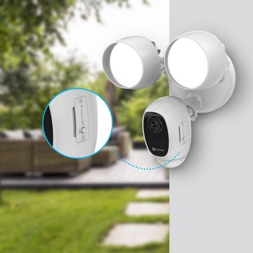 EZVIZ LC1C Intelligente Full HD Videoüberwachungskamera mit Flutlicht Überwachungskamera (Außenbereich, Innenbereich, Bewegungserkennung, Nachtsicht bis zu 25 m, Aktiver Schutz, 100 db Sirene, LED-Beleuchtung)